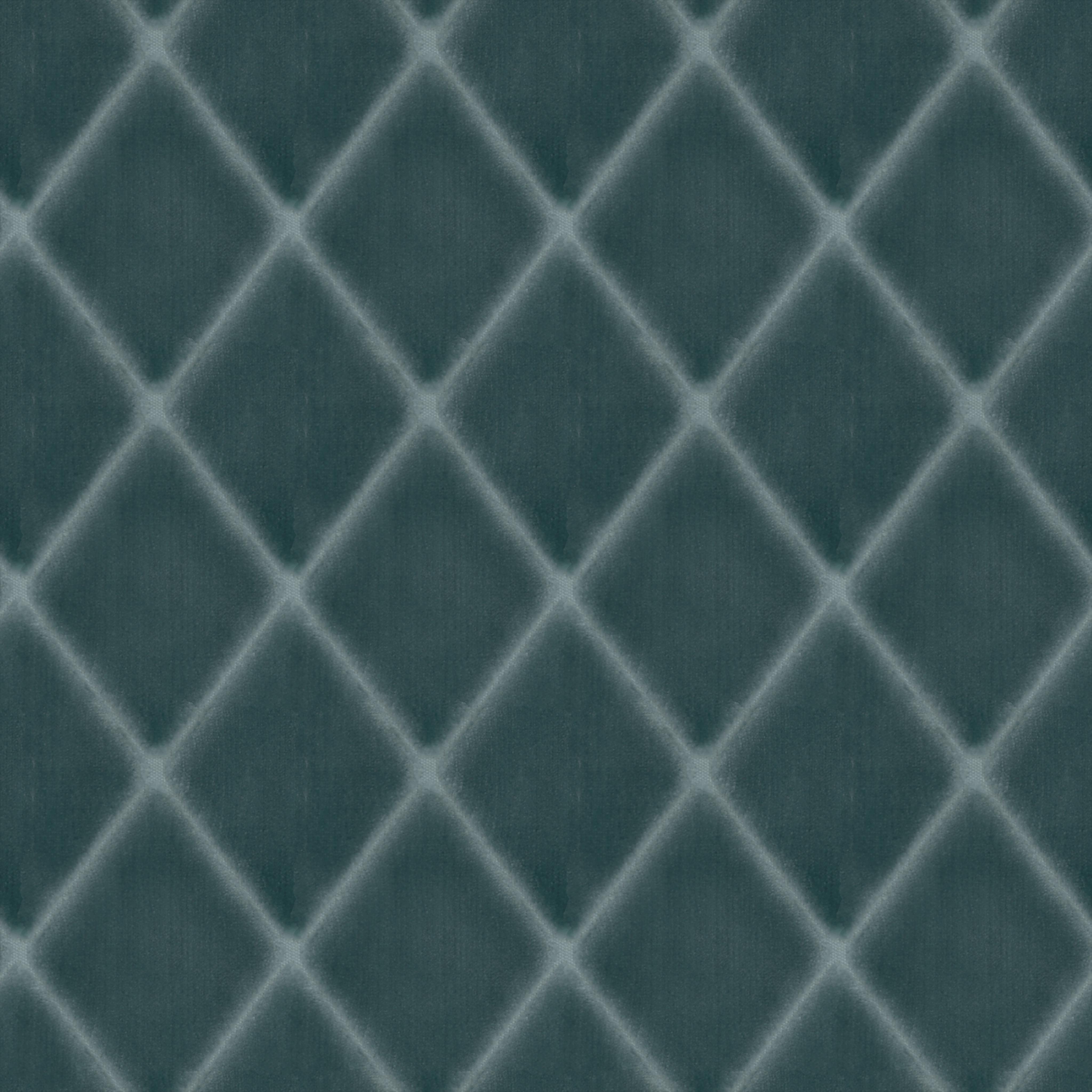 A seamless fabric texture with geometric blue velvet units arranged in a None pattern