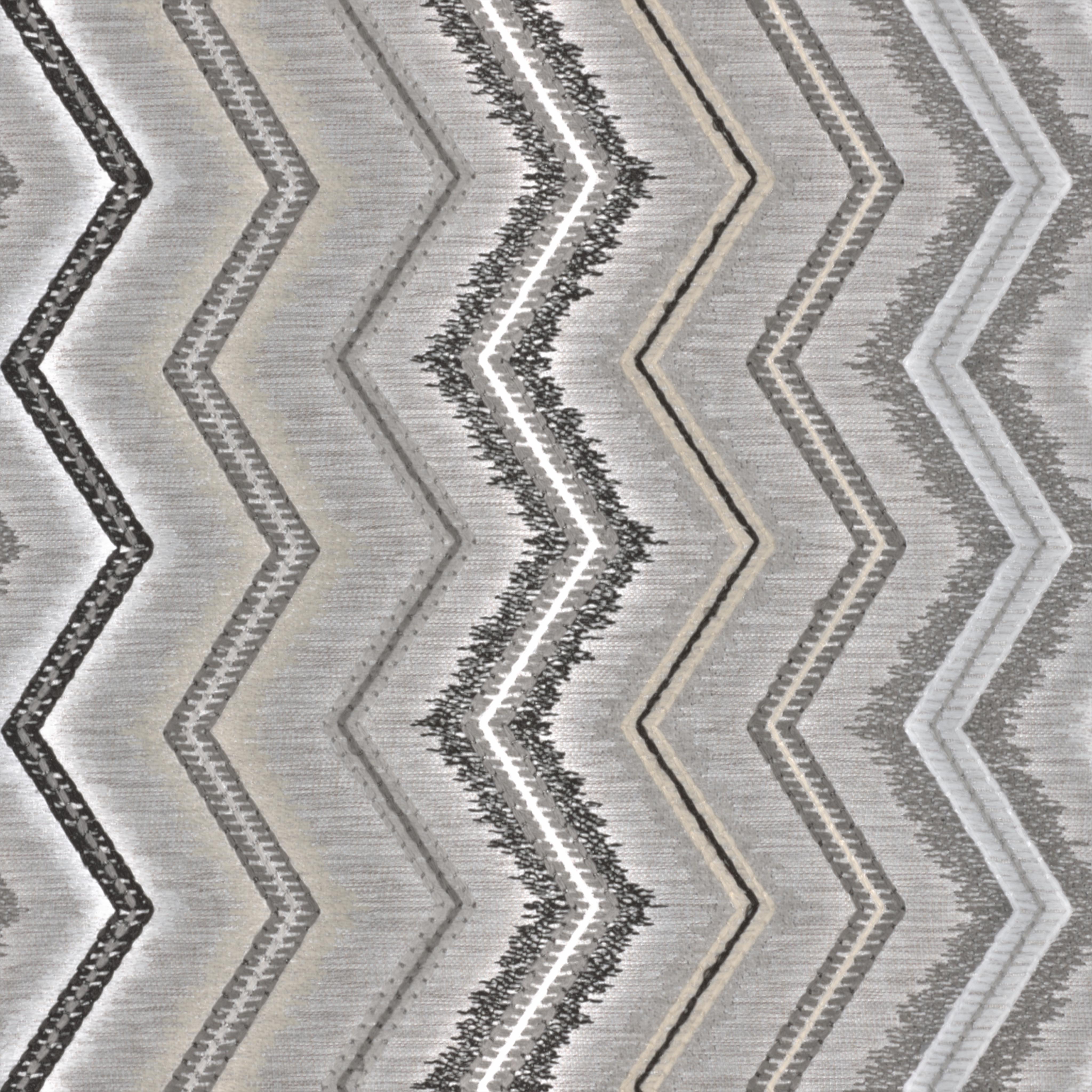 A seamless fabric texture with geometric grey embroidery units arranged in a None pattern