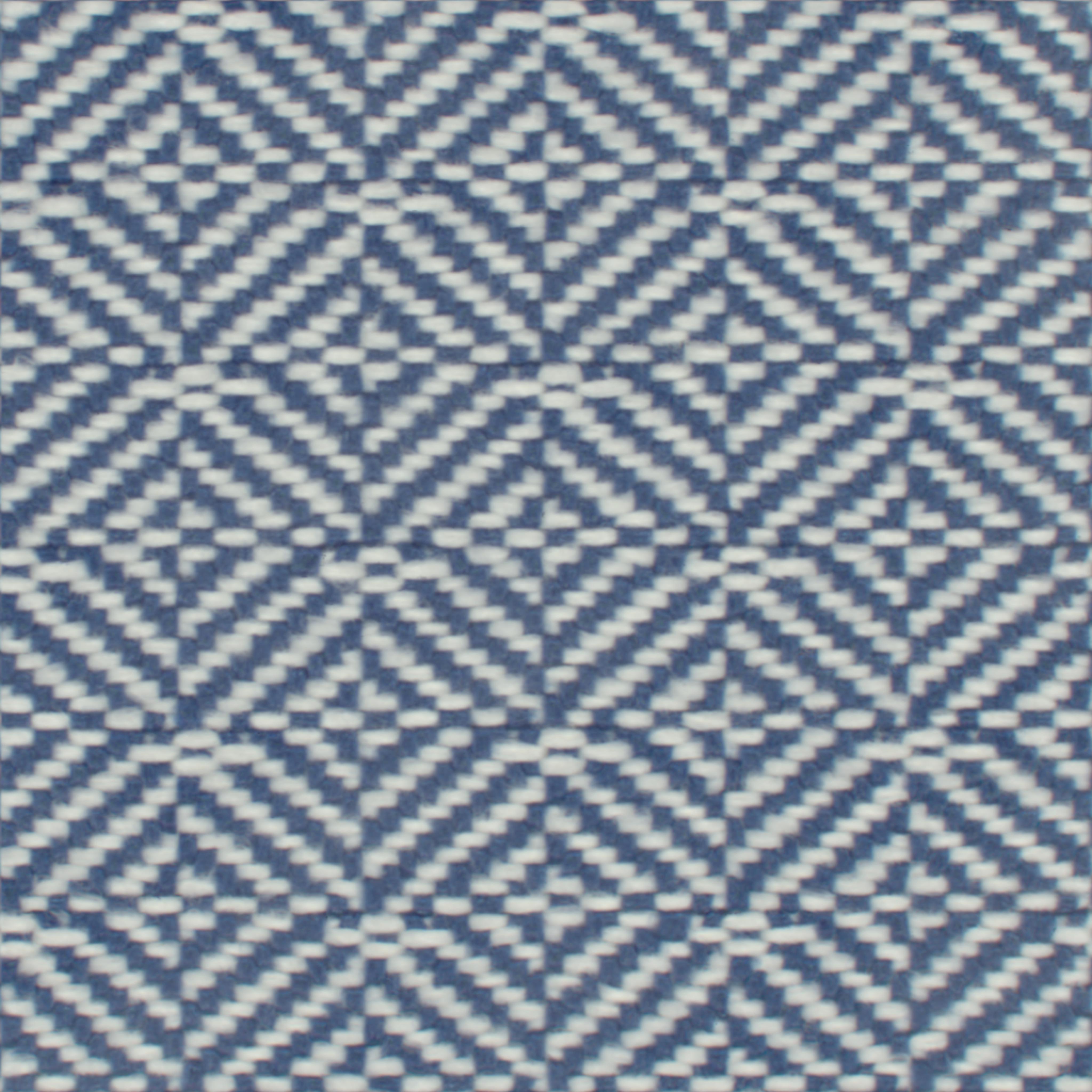A seamless fabric texture with geometric blue jacquard units arranged in a None pattern