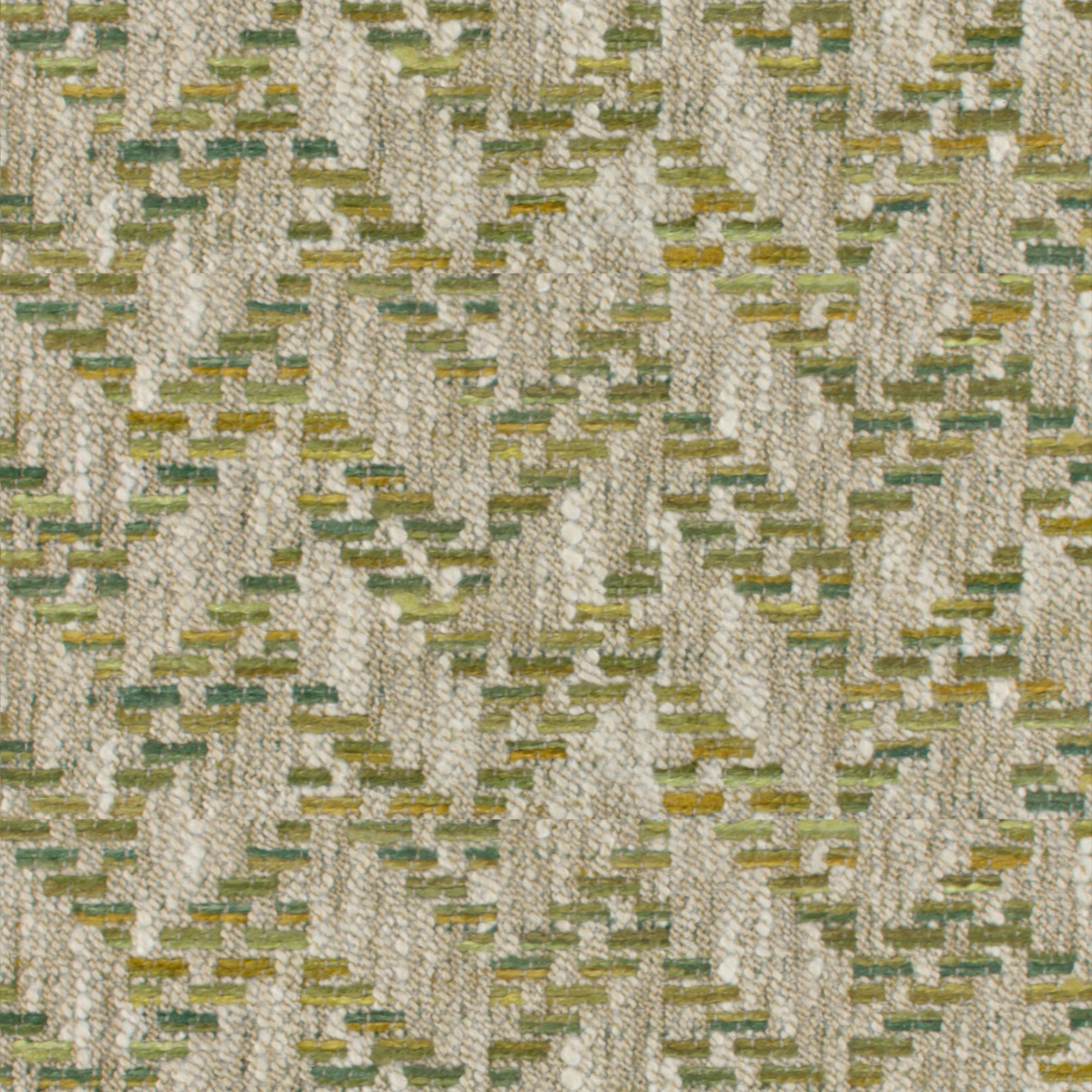 A seamless fabric texture with geometric green jacquard units arranged in a None pattern