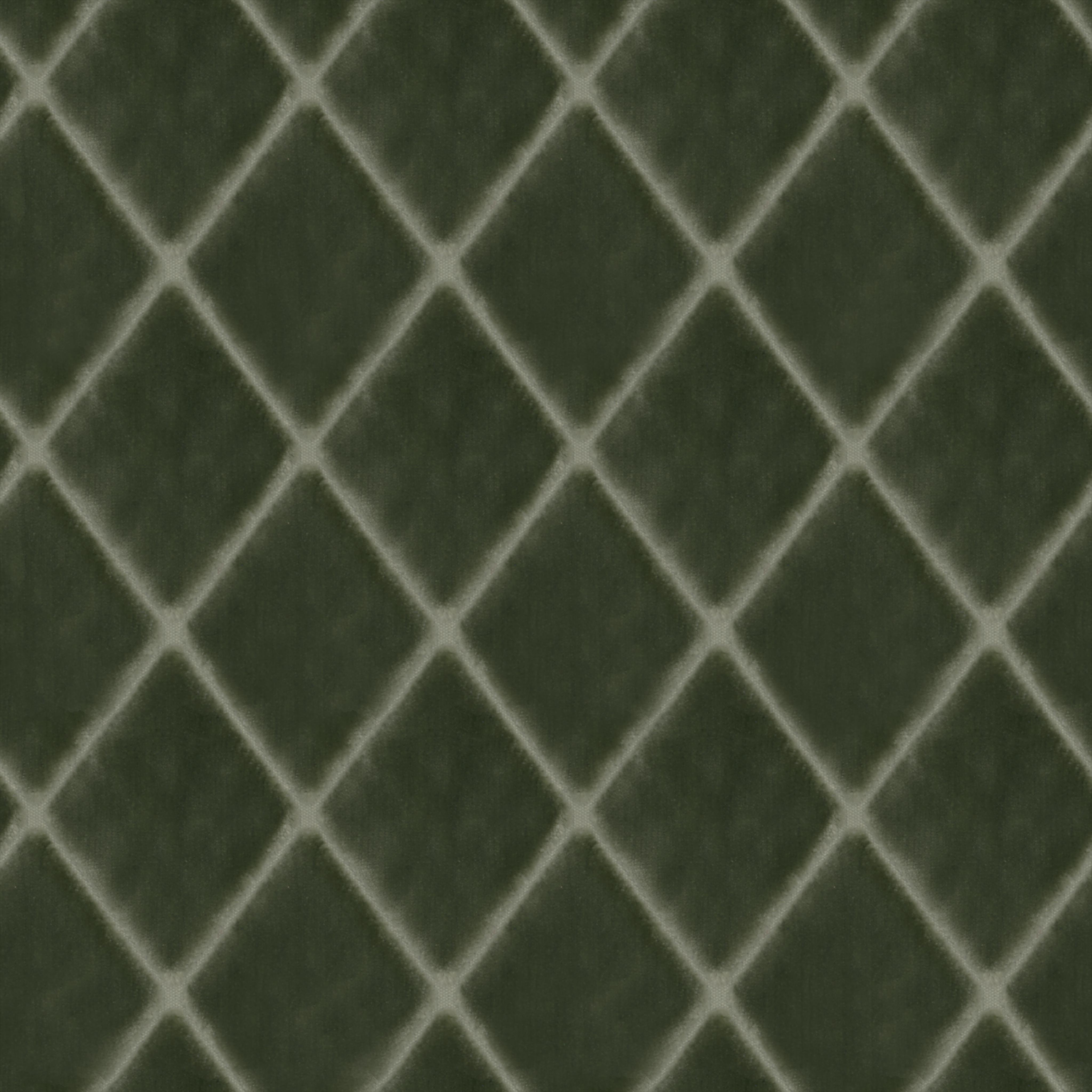 A seamless fabric texture with geometric green velvet units arranged in a None pattern