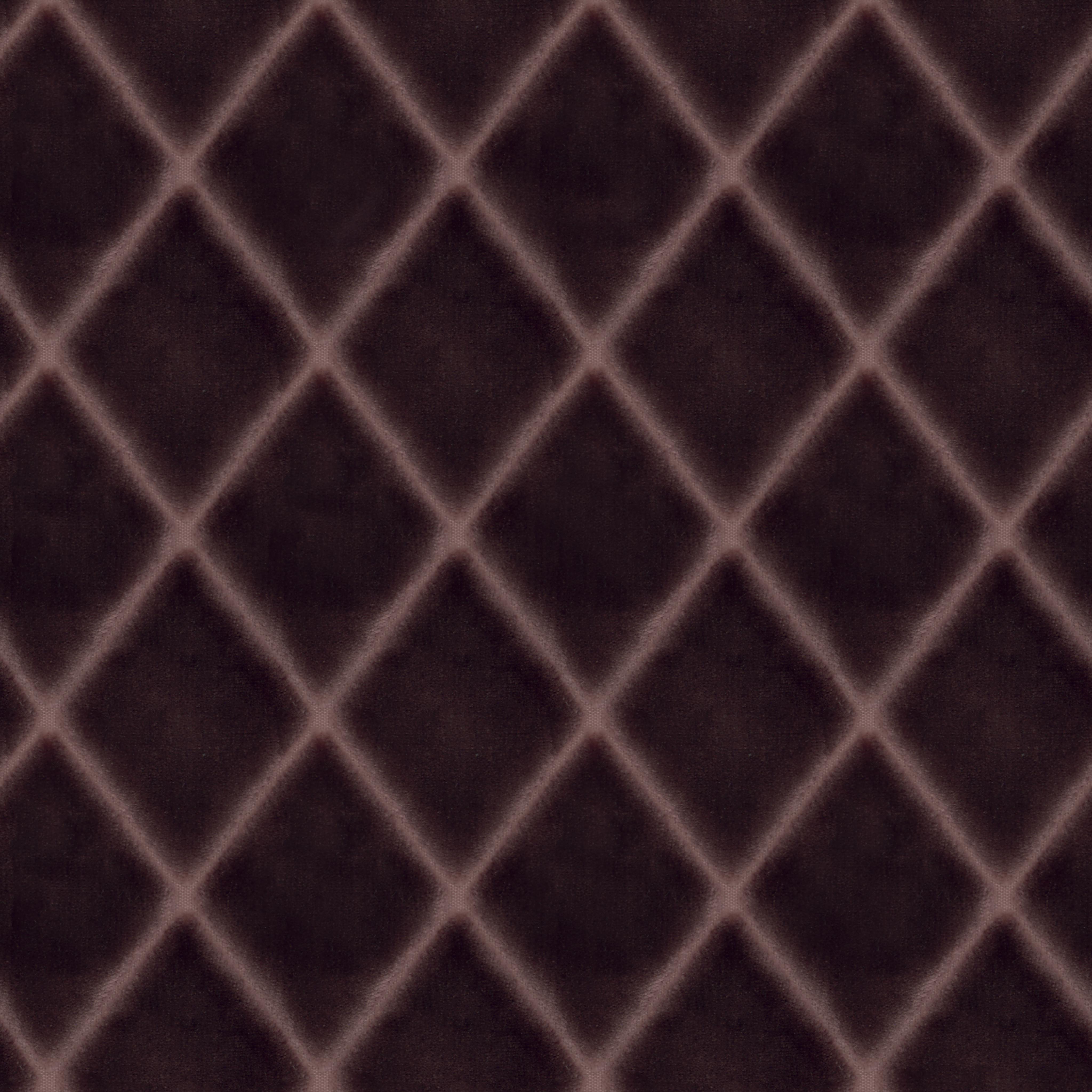 A seamless fabric texture with geometric purple velvet units arranged in a None pattern