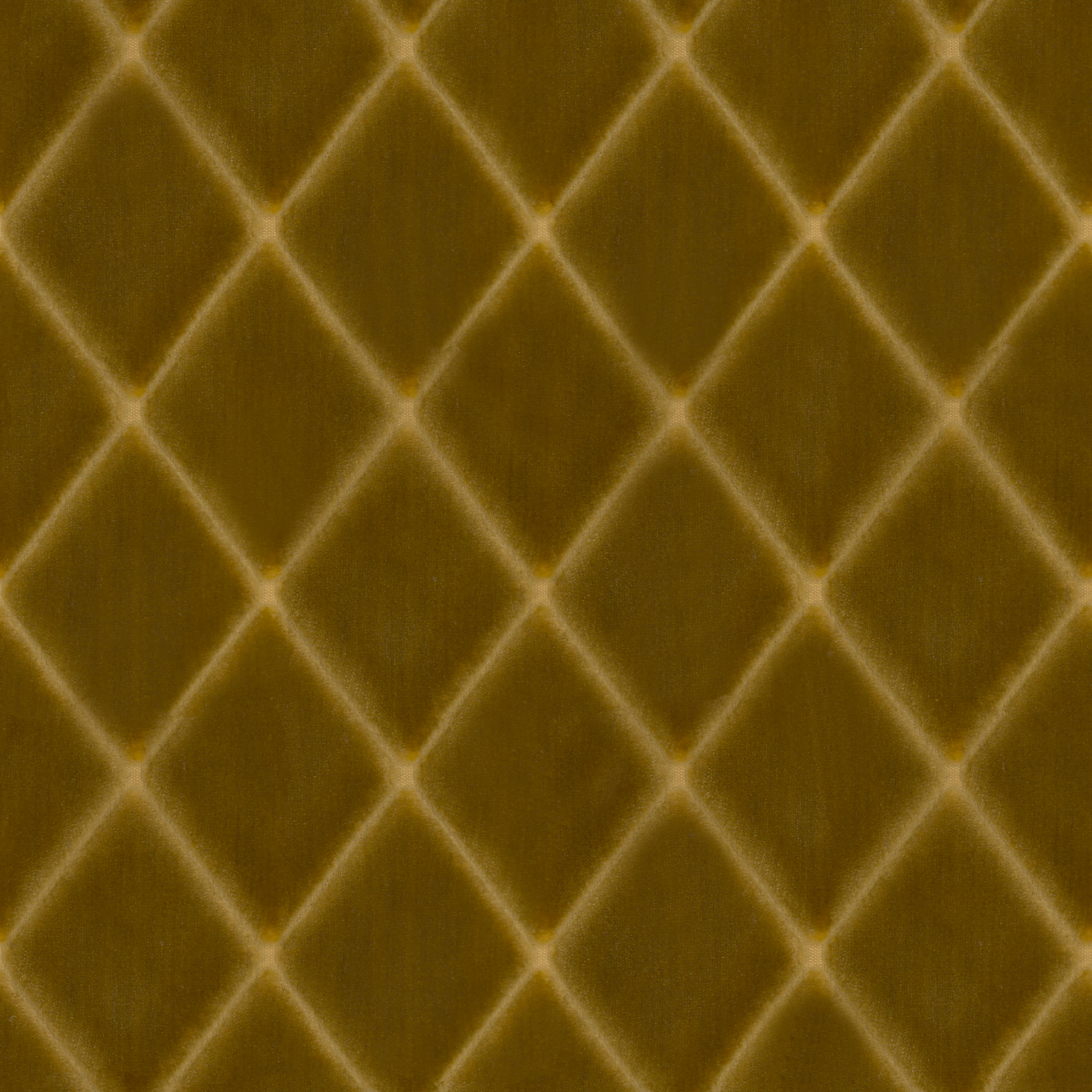 A seamless fabric texture with geometric gold velvet units arranged in a None pattern