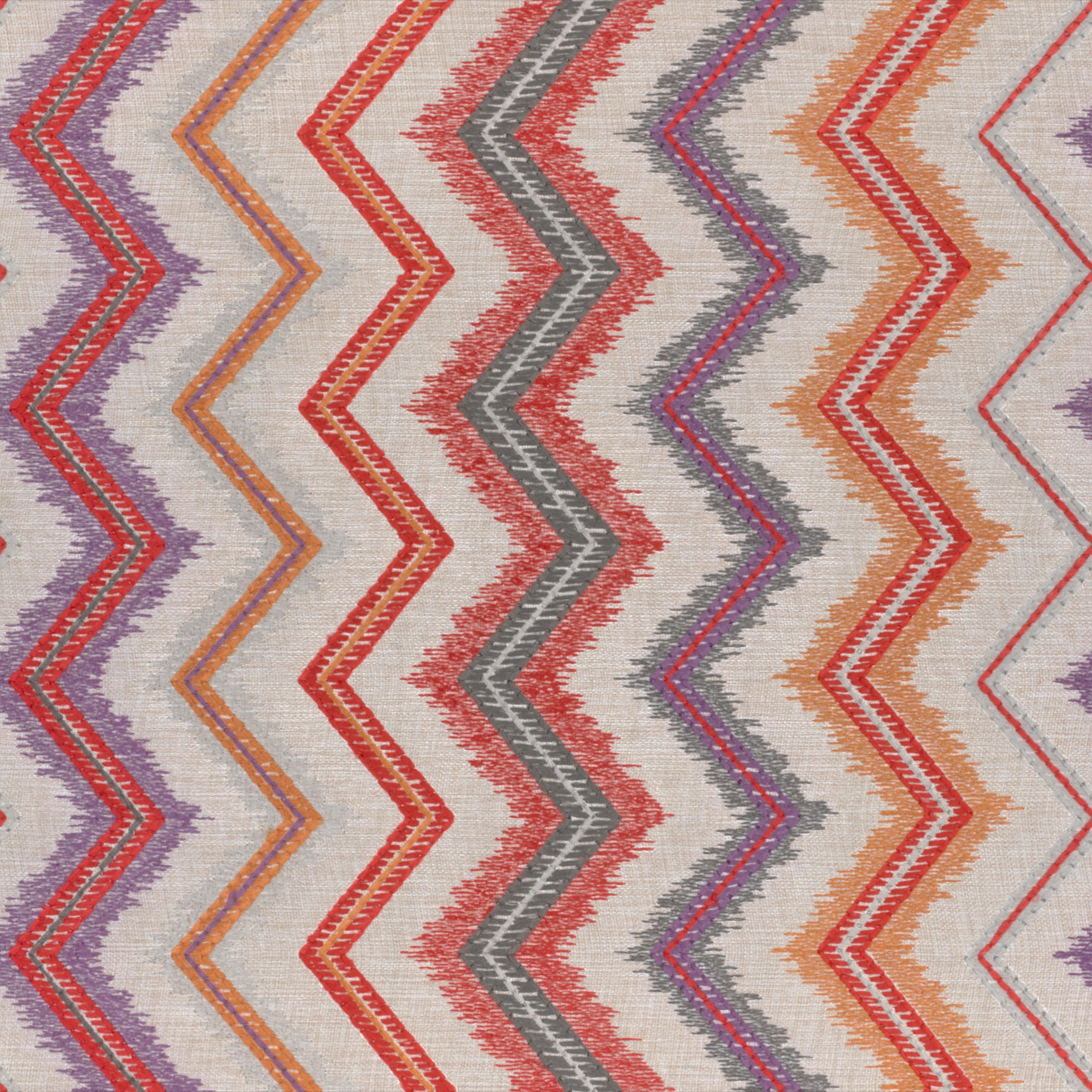 A seamless fabric texture with geometric red embroidery units arranged in a None pattern