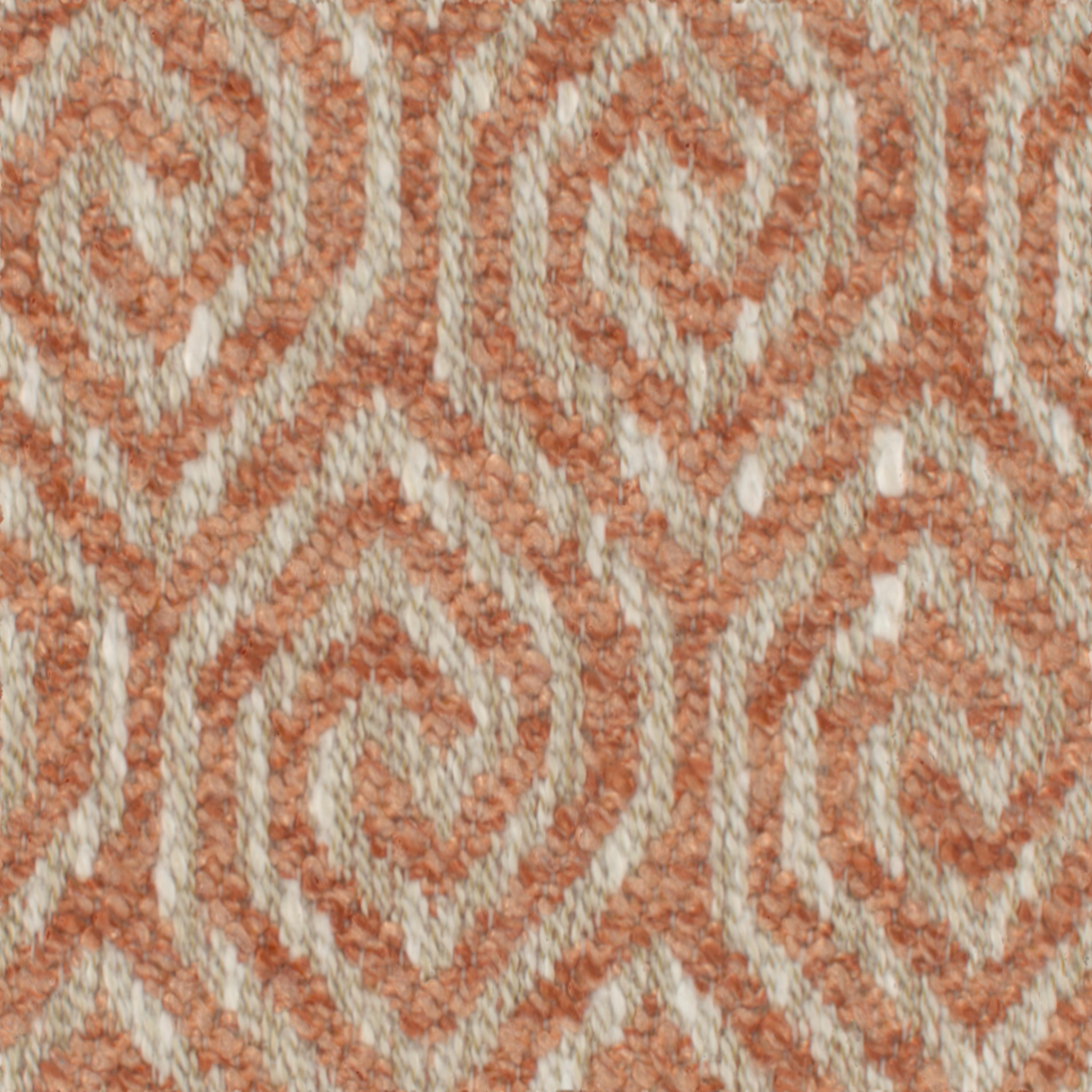 A seamless fabric texture with geometric orange jacquard units arranged in a None pattern