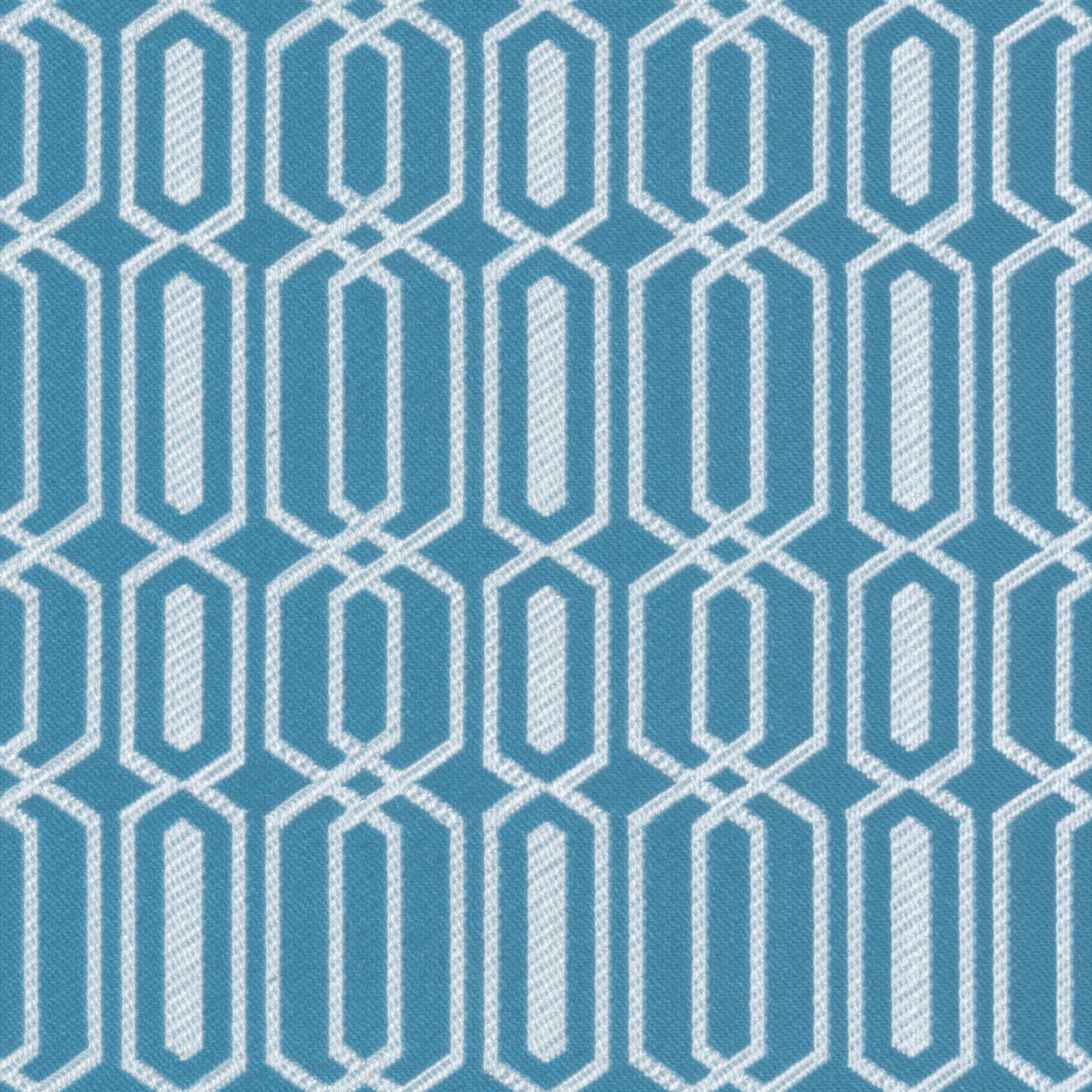 A seamless fabric texture with geometric blue jacquard units arranged in a None pattern