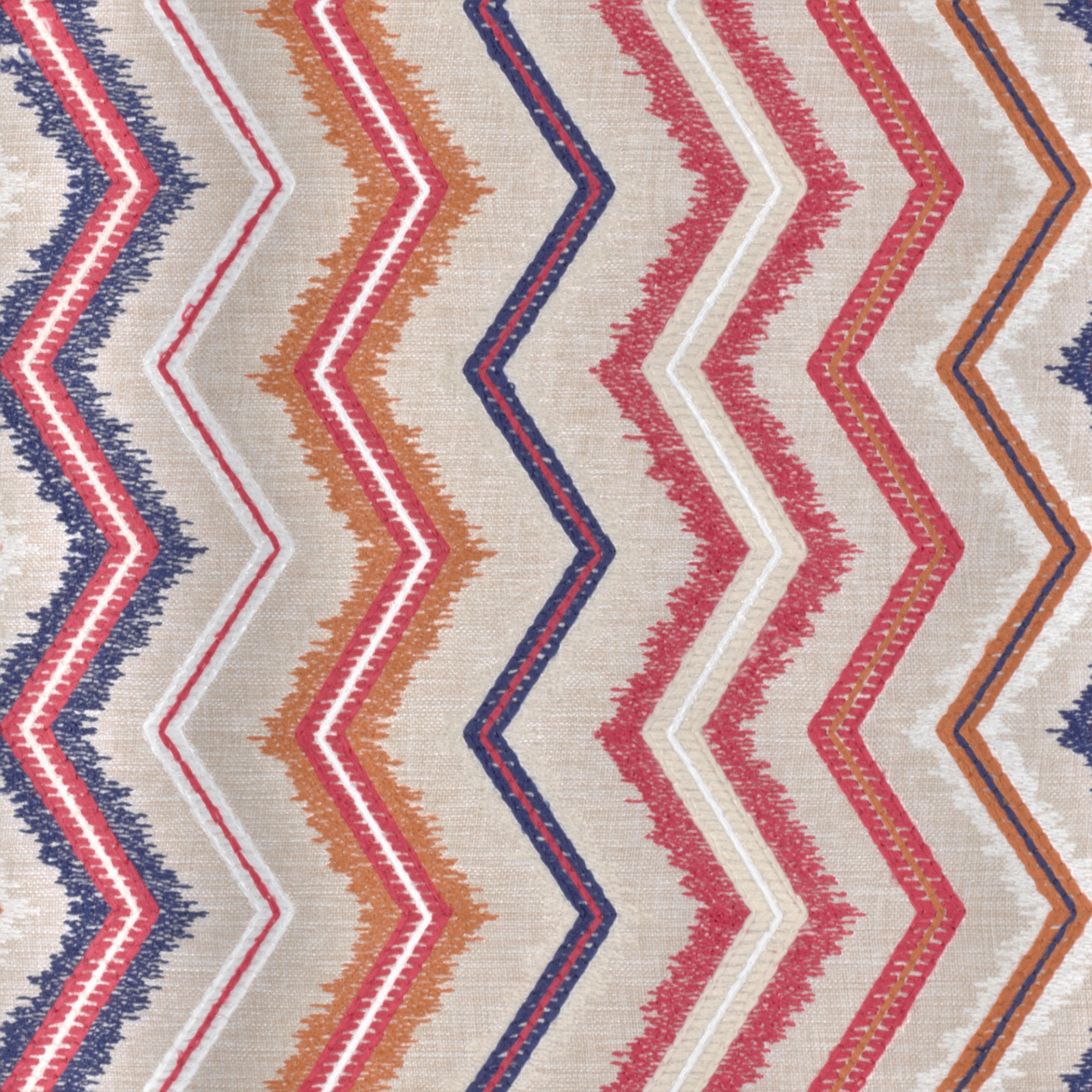 A seamless fabric texture with geometric pink embroidery units arranged in a None pattern