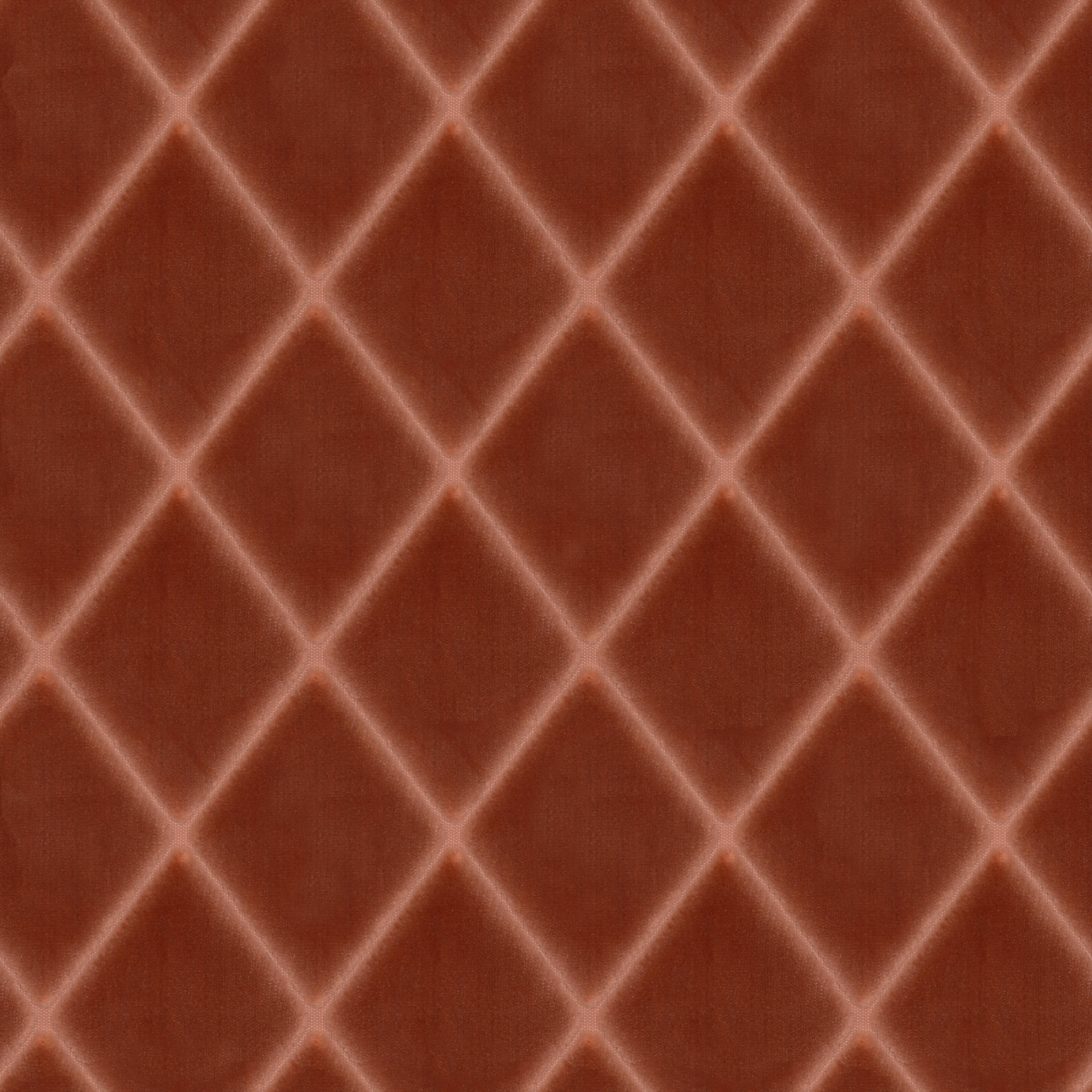 A seamless fabric texture with geometric orange velvet units arranged in a None pattern