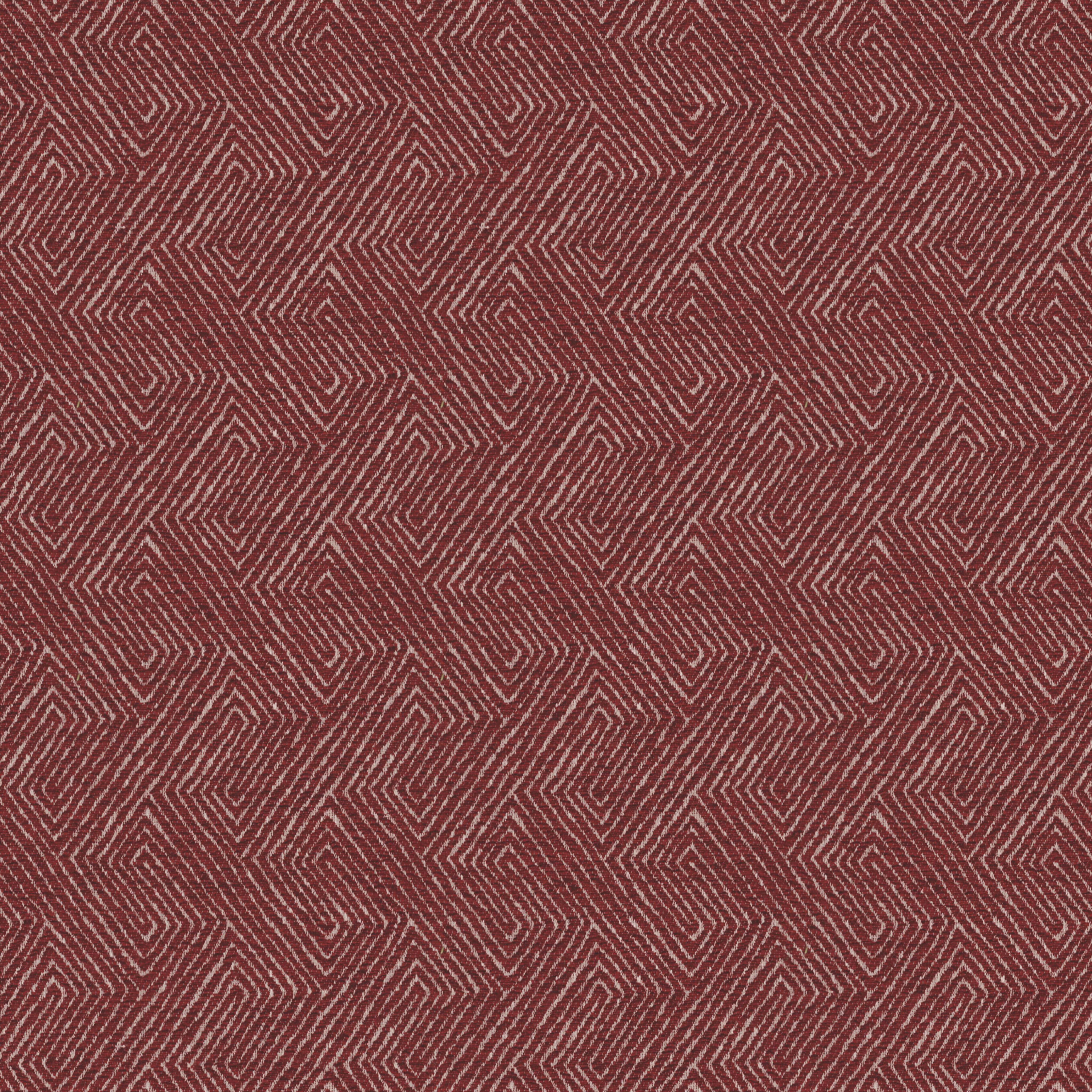A seamless fabric texture with geometric red chenille units arranged in a None pattern
