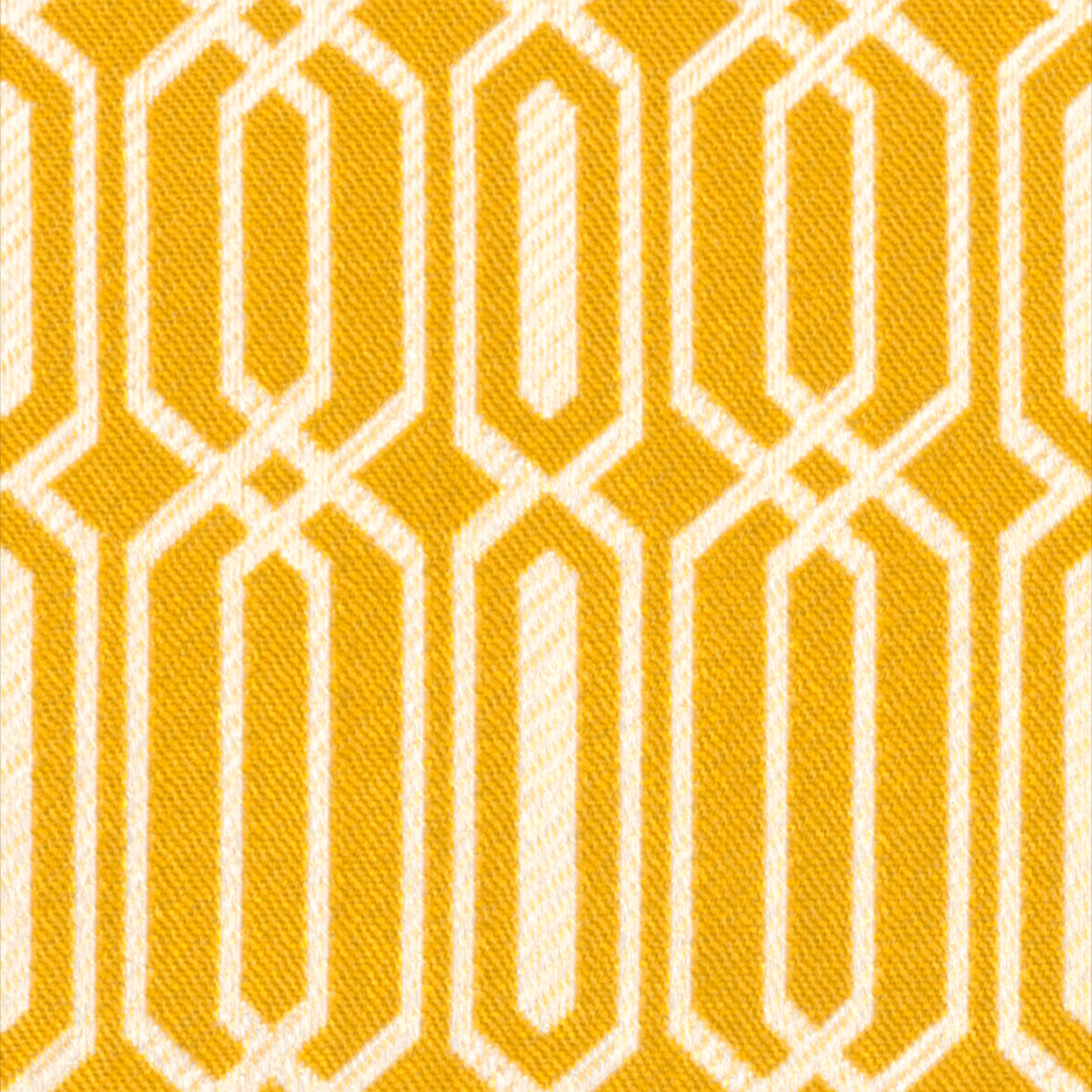A seamless fabric texture with geometric gold jacquard units arranged in a None pattern