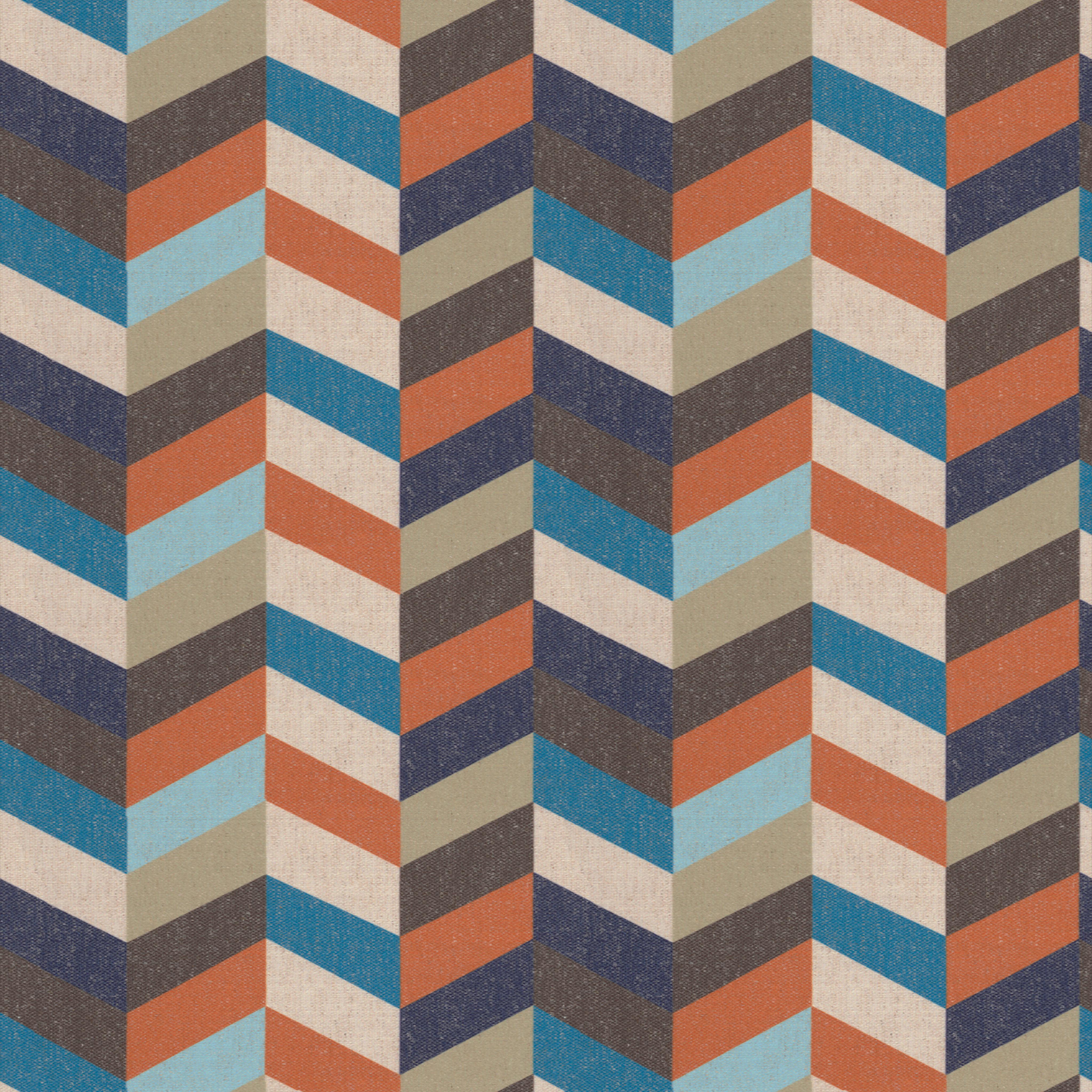 A seamless fabric texture with geometric multicoloured print units arranged in a None pattern