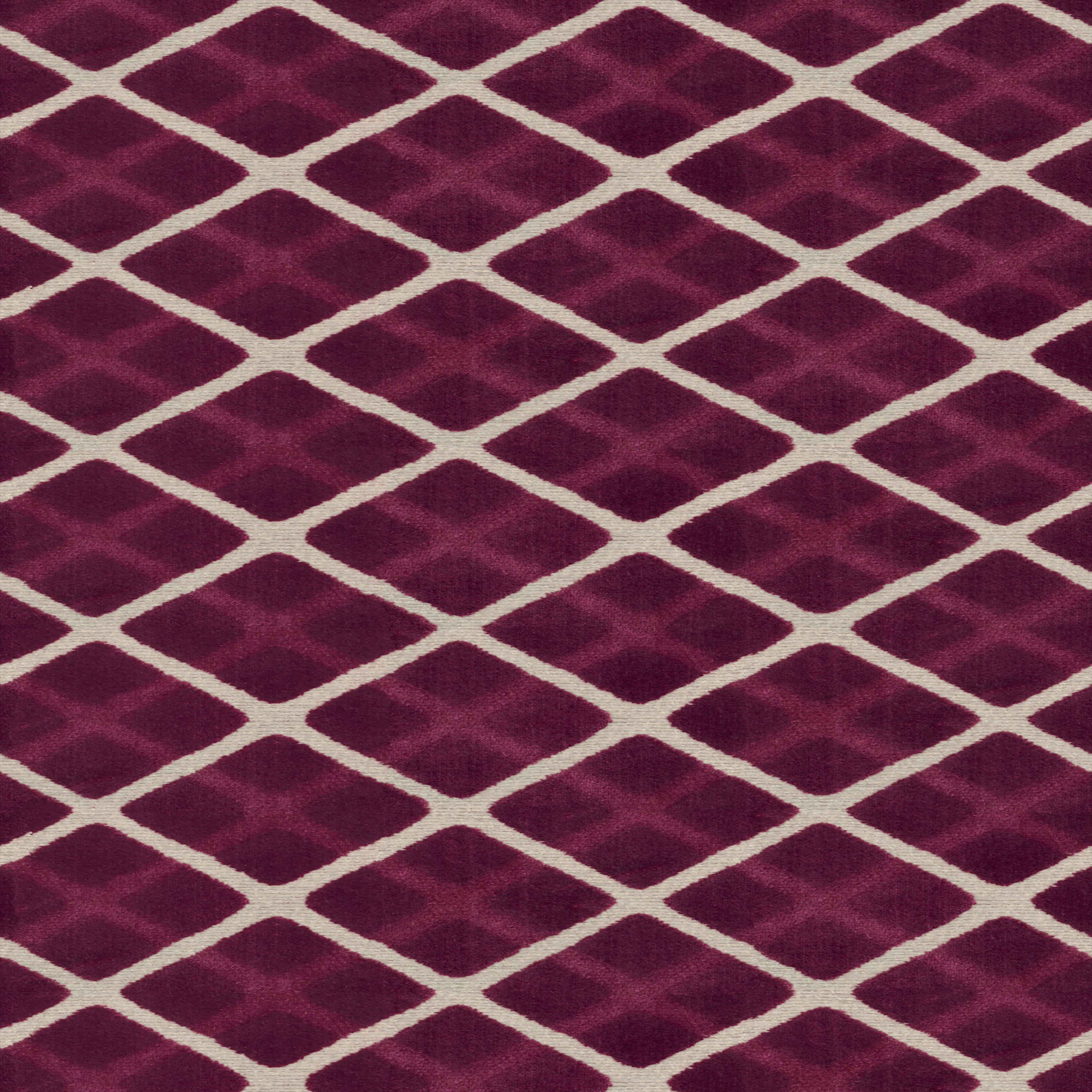A seamless fabric texture with geometric purple jacquard units arranged in a None pattern
