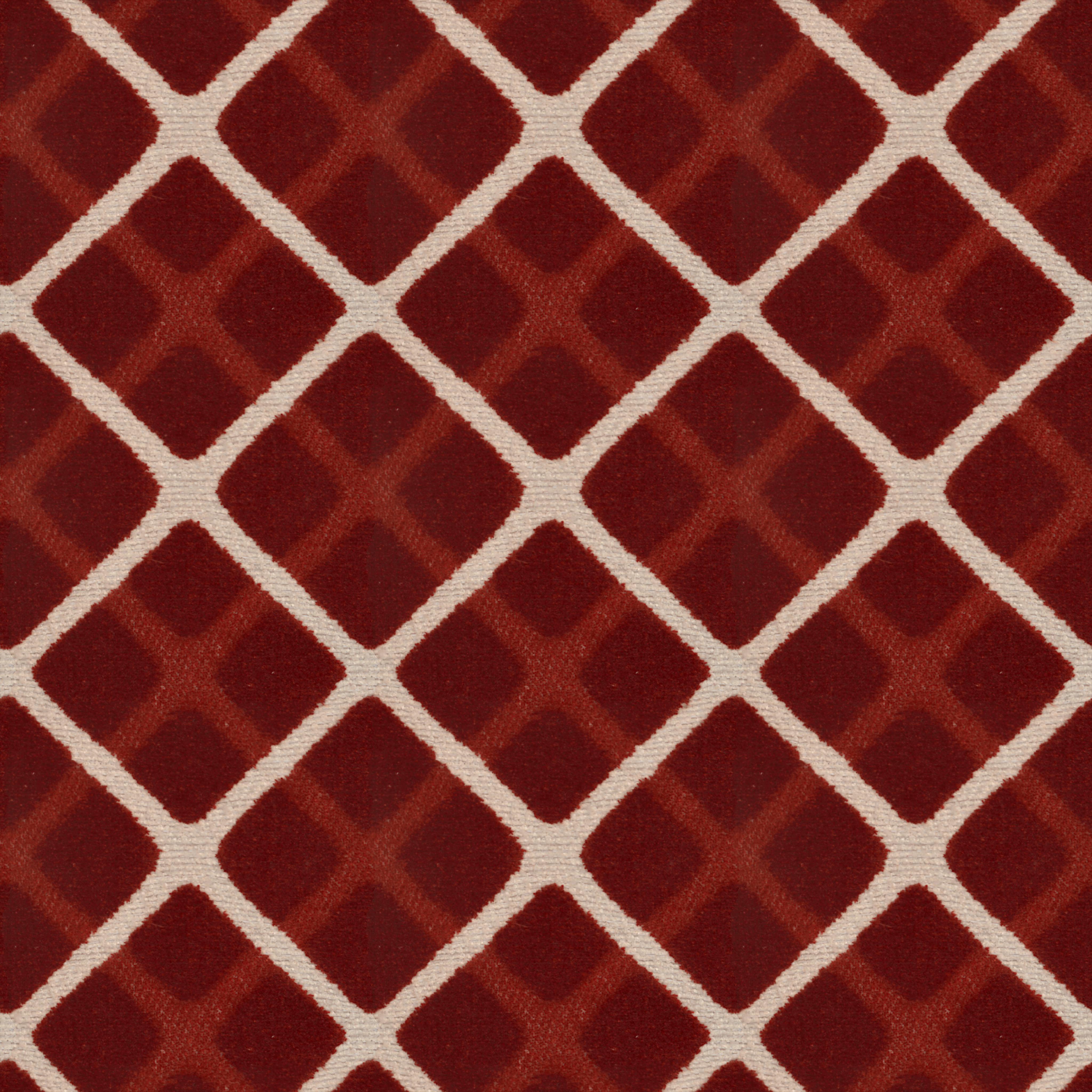 A seamless fabric texture with geometric orange jacquard units arranged in a None pattern