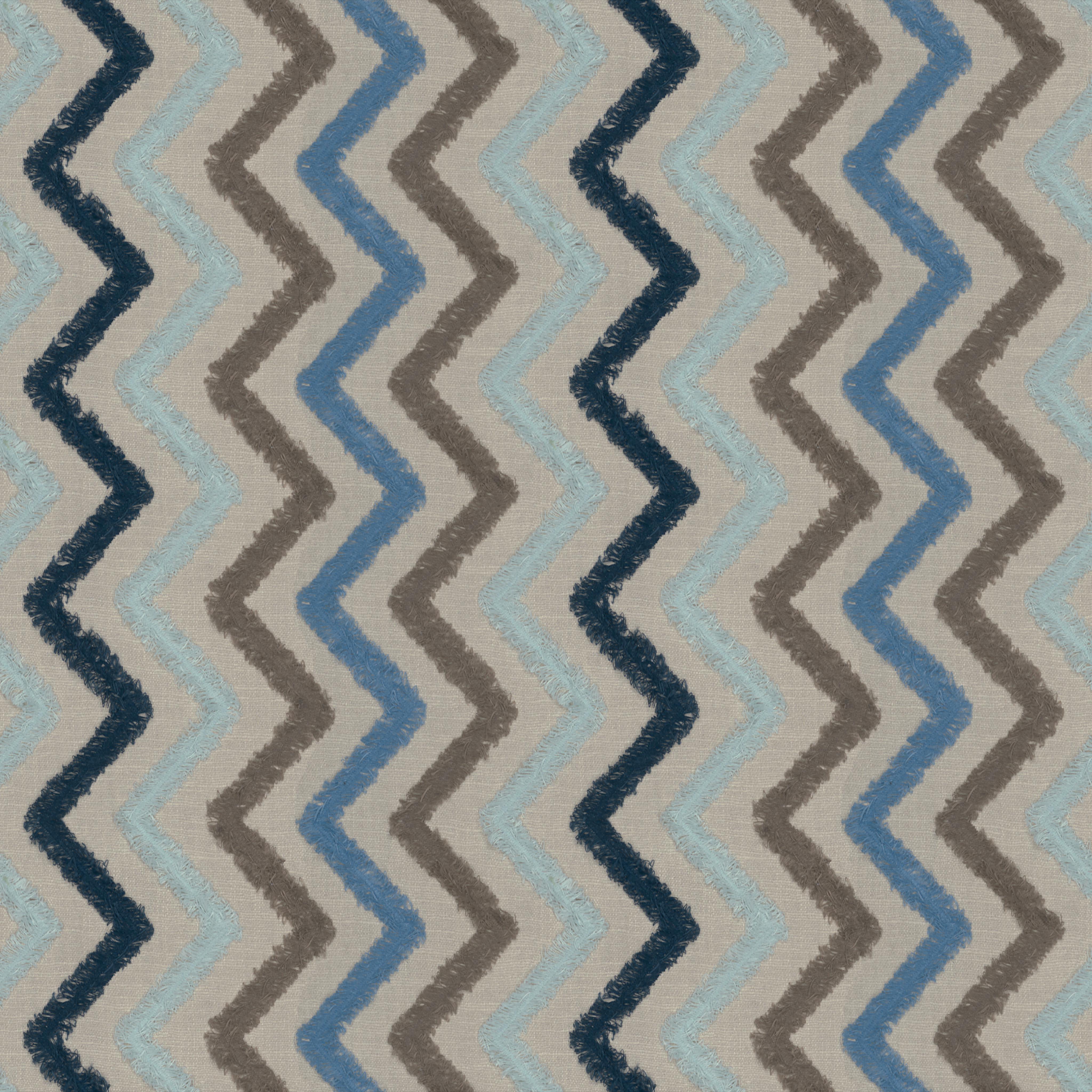 A seamless fabric texture with geometric blue embroidery units arranged in a None pattern