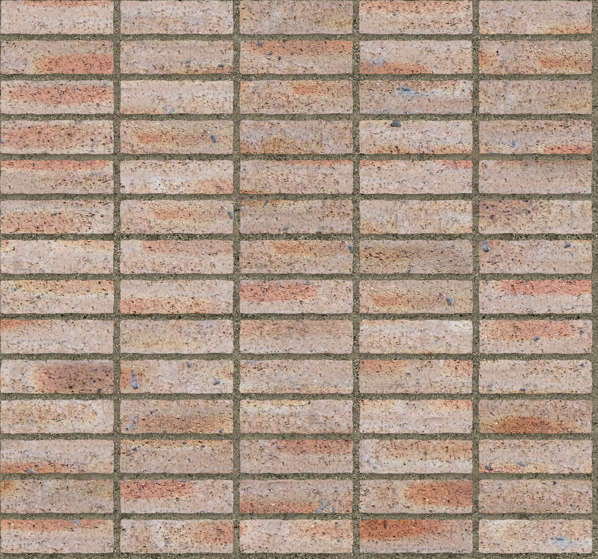 A seamless brick texture with dragfaced brick units arranged in a Stack pattern