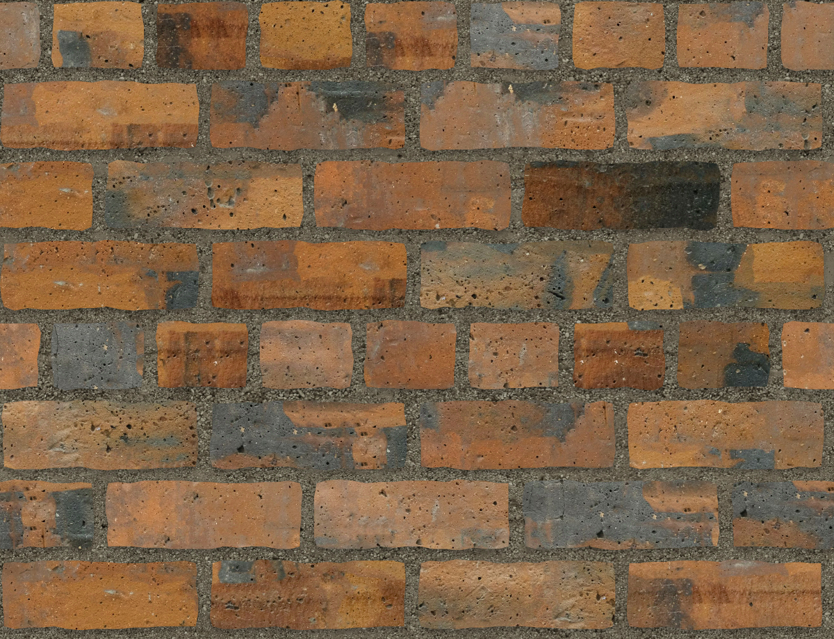 A seamless brick texture with industrial brick units arranged in a Flemish pattern