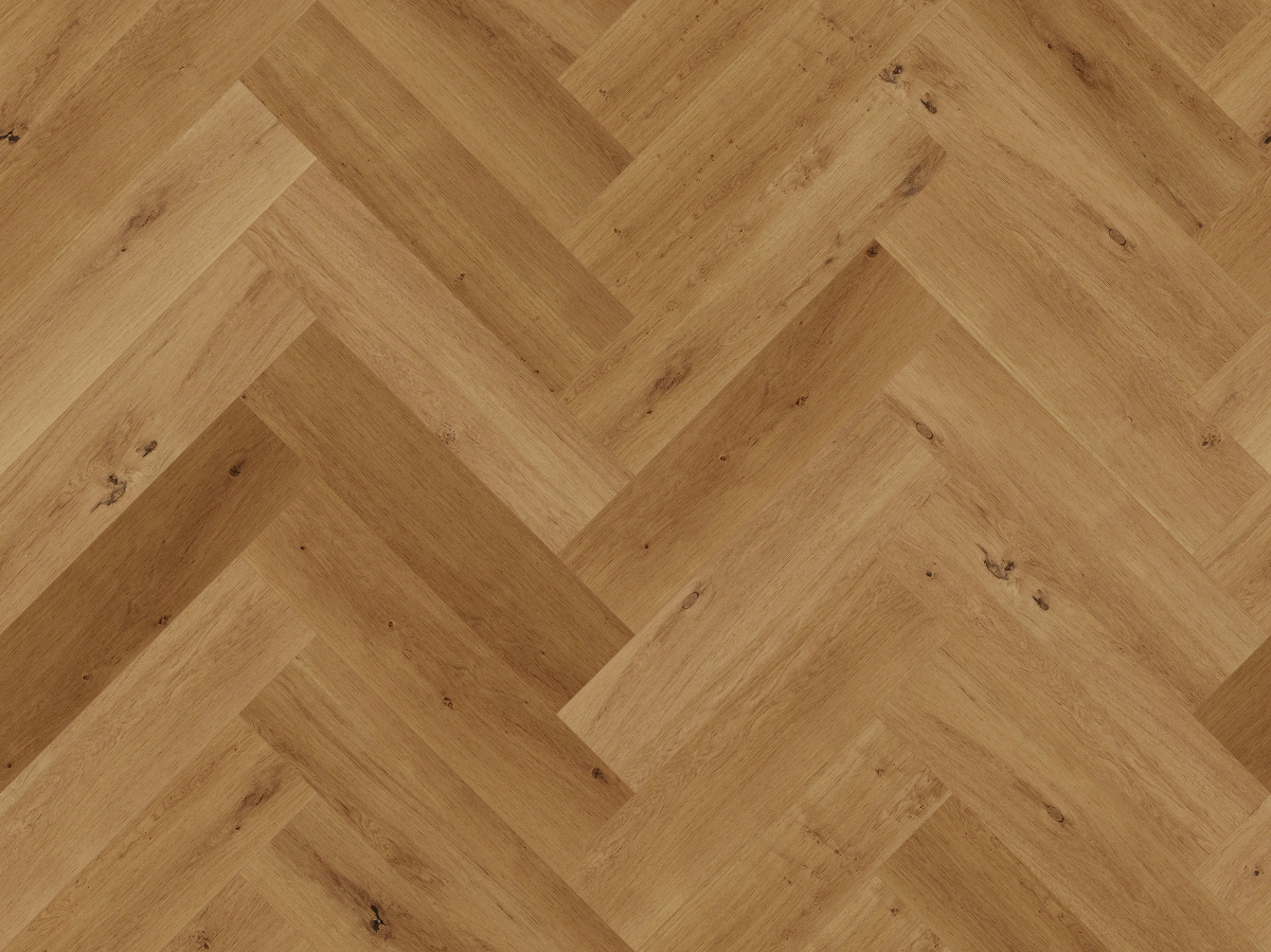 A seamless wood texture with oak boards arranged in a Herringbone pattern