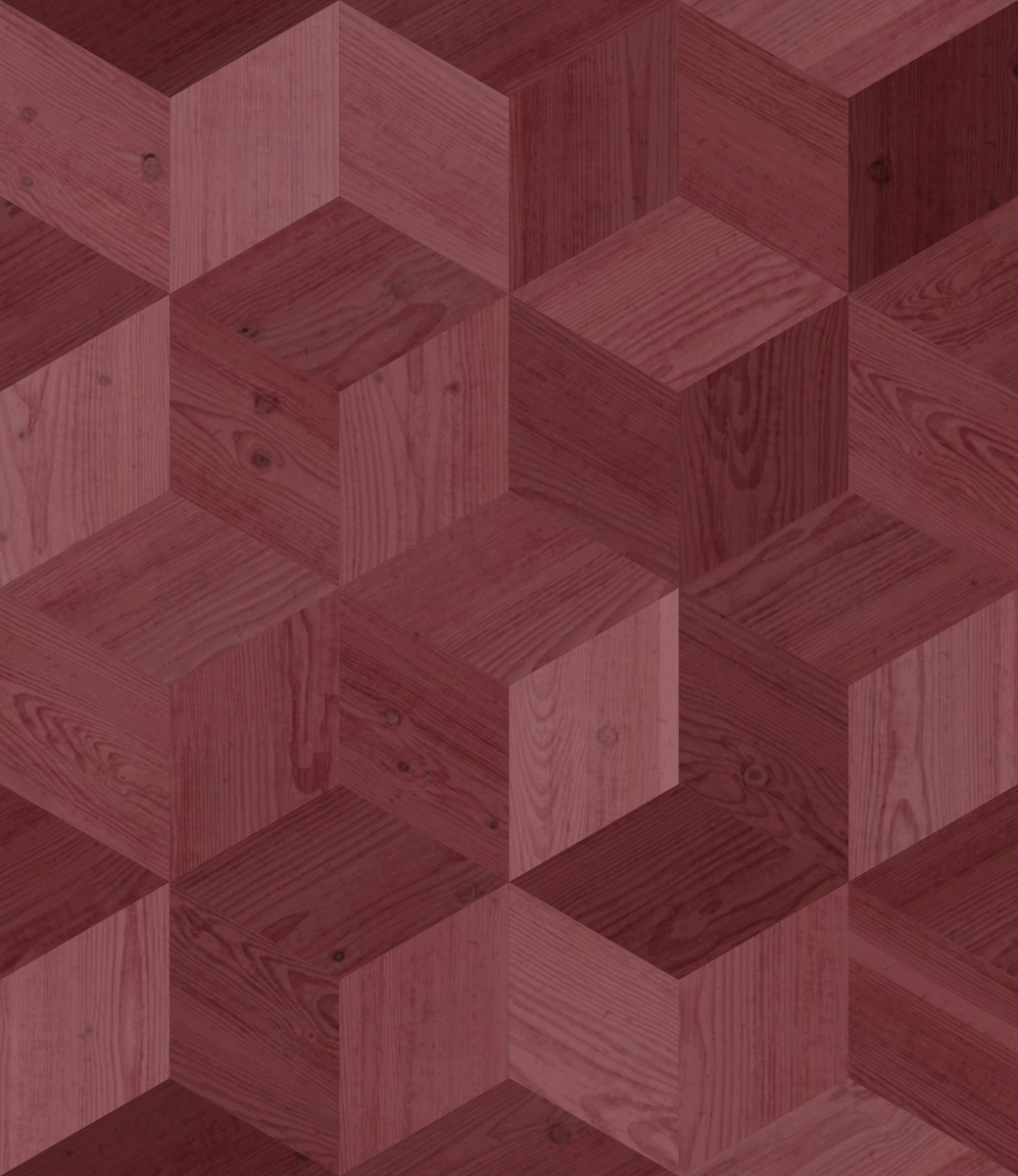 A seamless wood texture with purpleheart boards arranged in a Cubic pattern