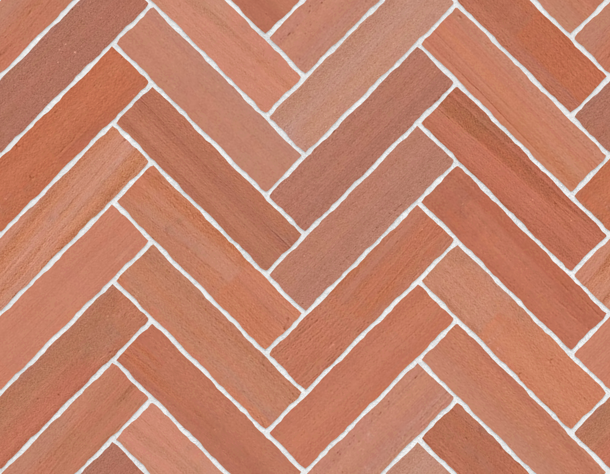 A seamless stone texture with red sandstone blocks arranged in a Herringbone pattern