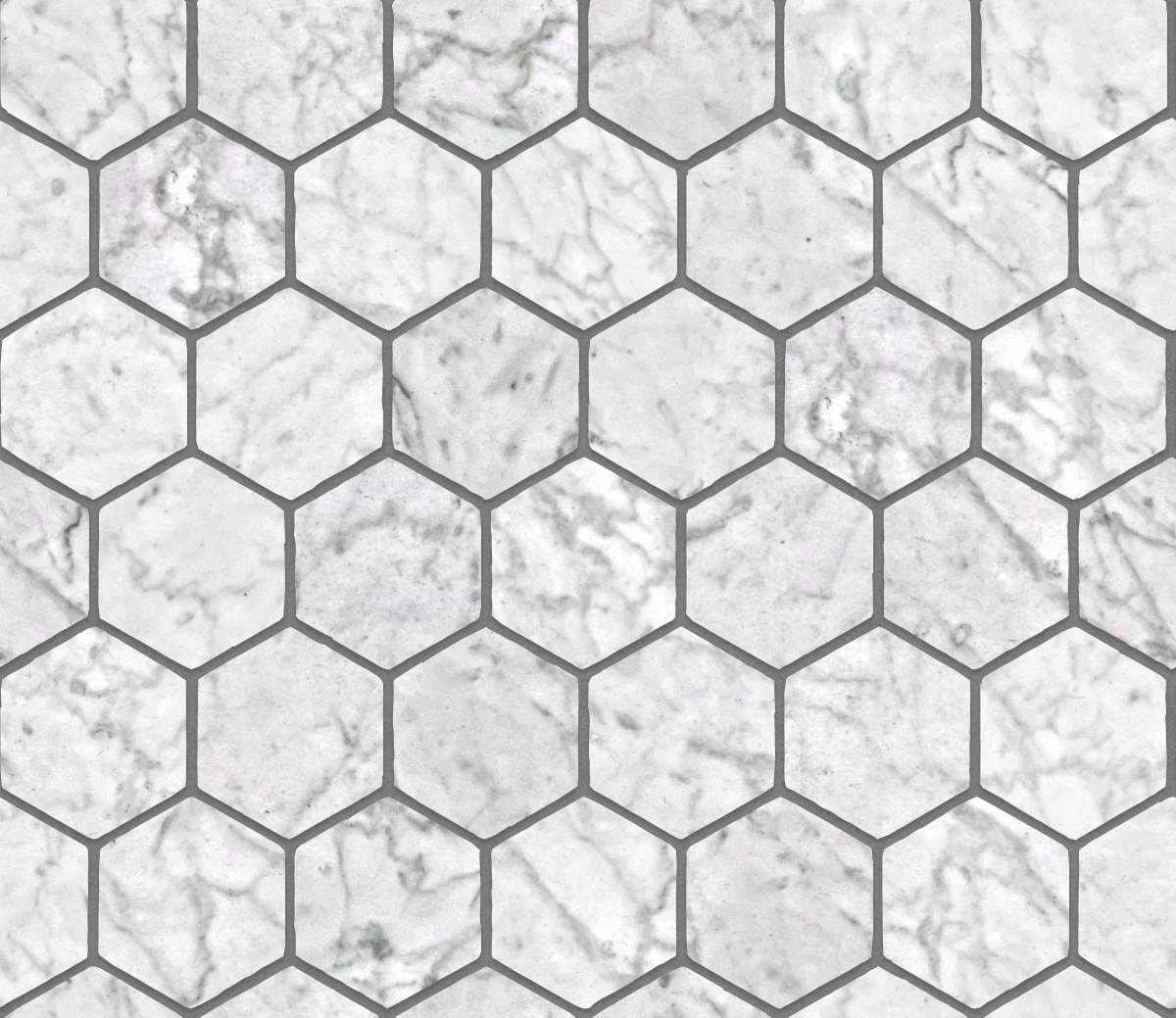 A seamless stone texture with white marble blocks arranged in a Hexagonal pattern