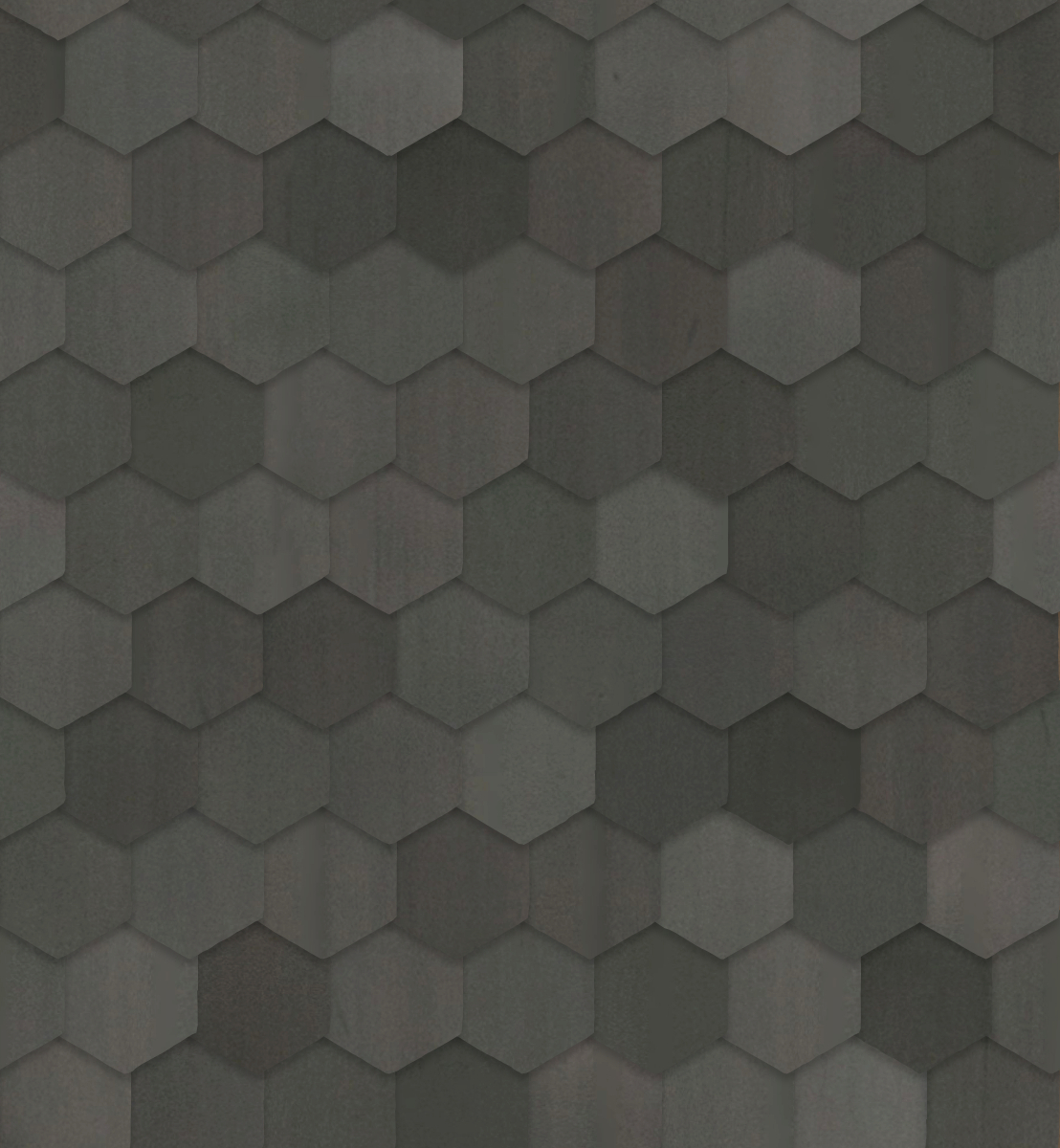 A seamless metal texture with zinc sheets arranged in a Hexagonal pattern