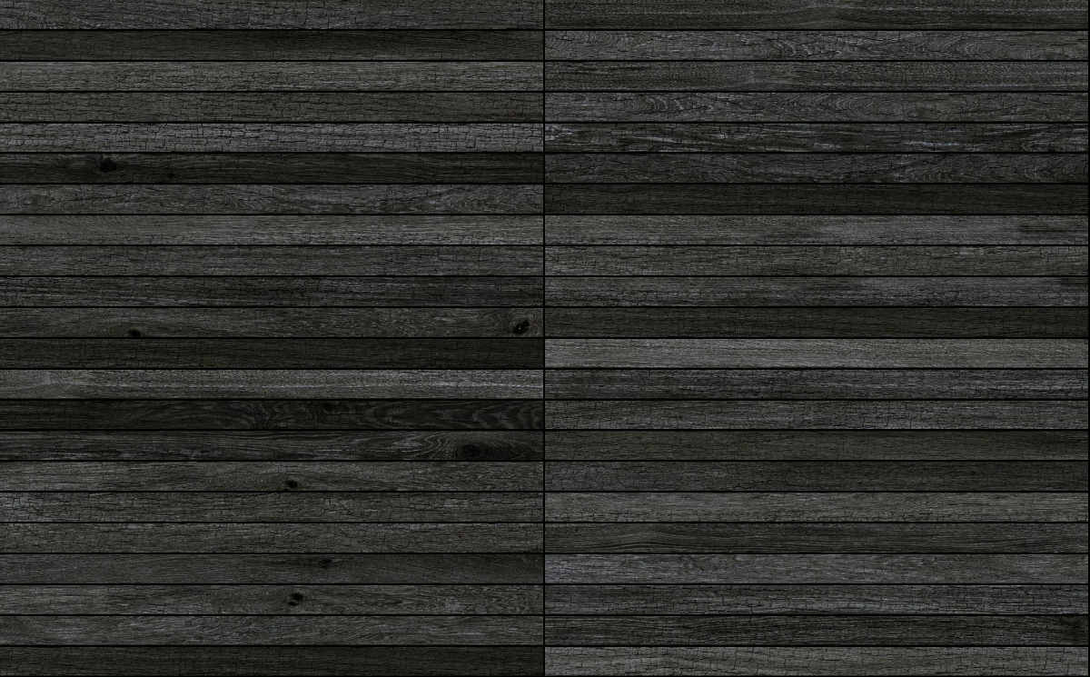 A seamless wood texture with charred timber boards arranged in a Stack pattern