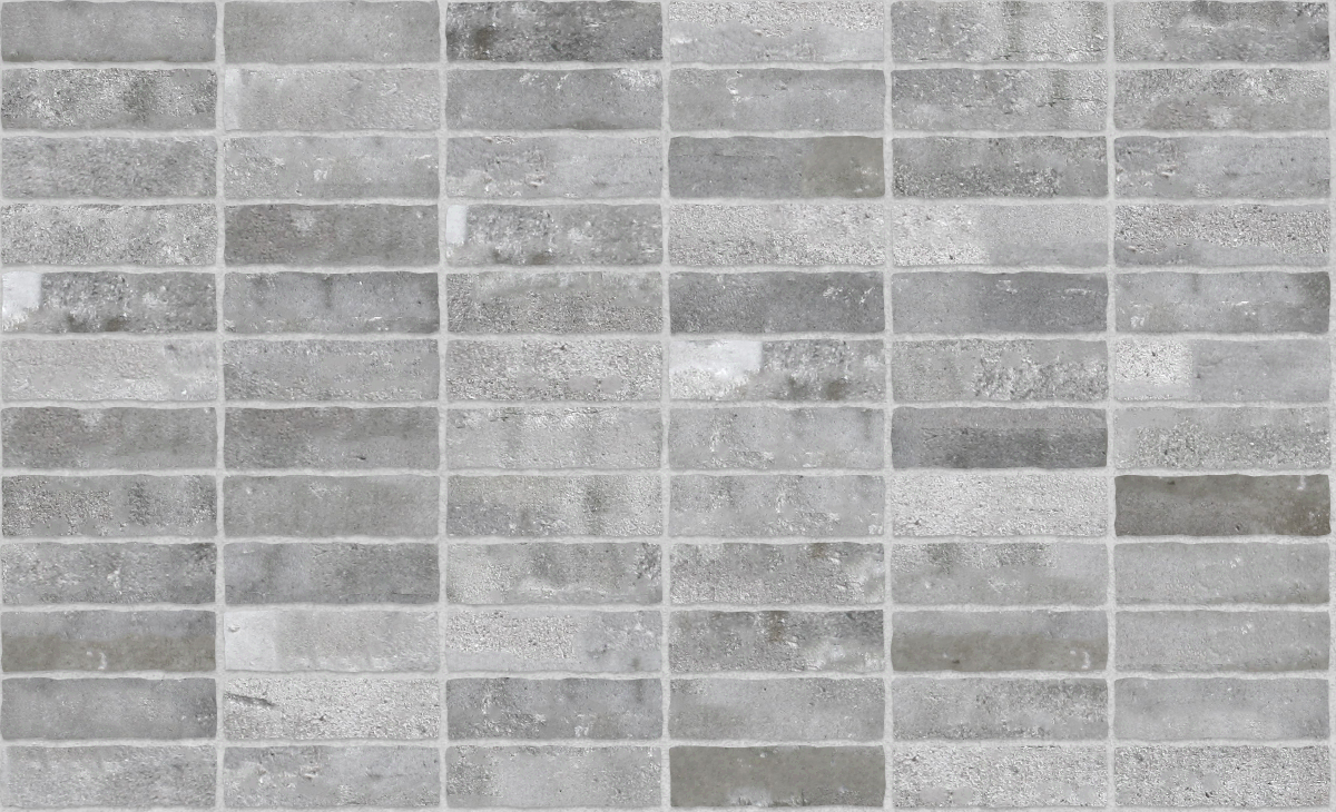 A seamless brick texture with finnish grey brick units arranged in a Stack pattern