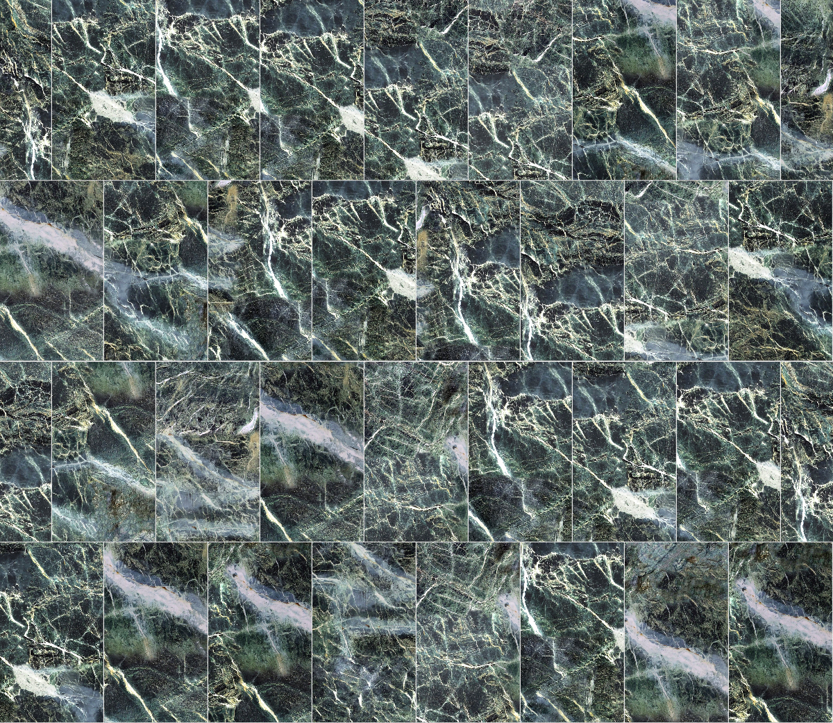 A seamless stone texture with green marble blocks arranged in a Stretcher pattern