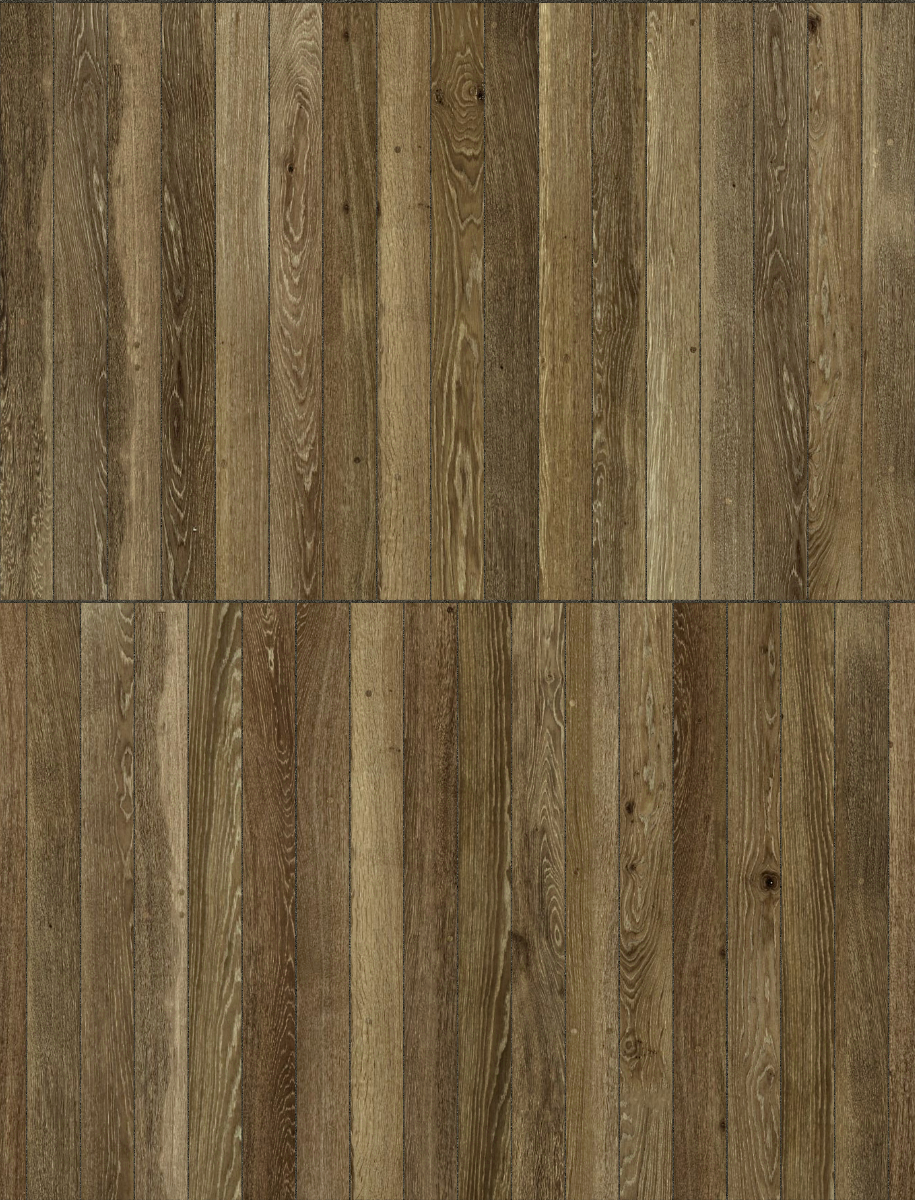 A seamless wood texture with stained timber boards arranged in a Stretcher pattern