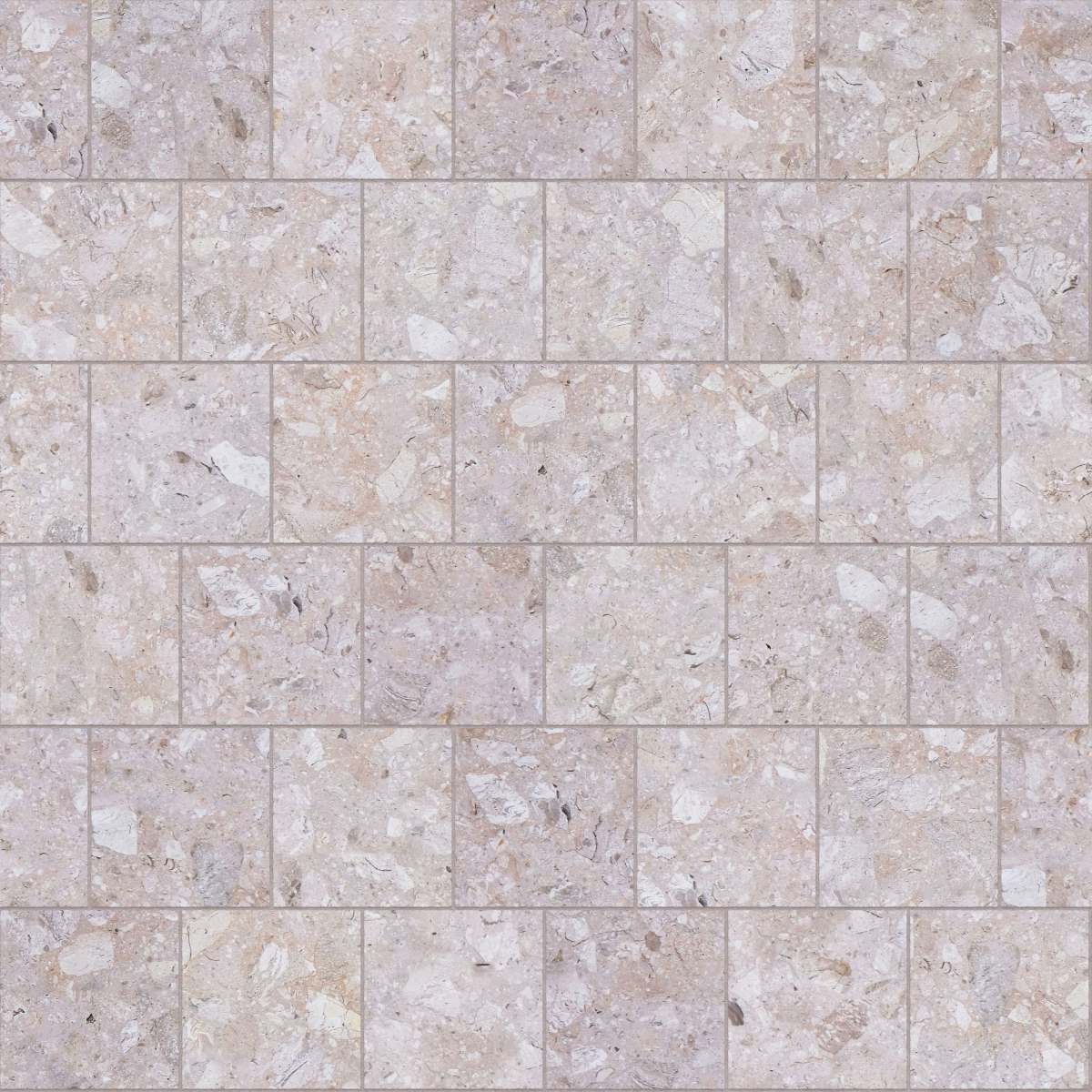 A seamless concrete texture with sabbia terrazzo blocks arranged in a Stretcher pattern