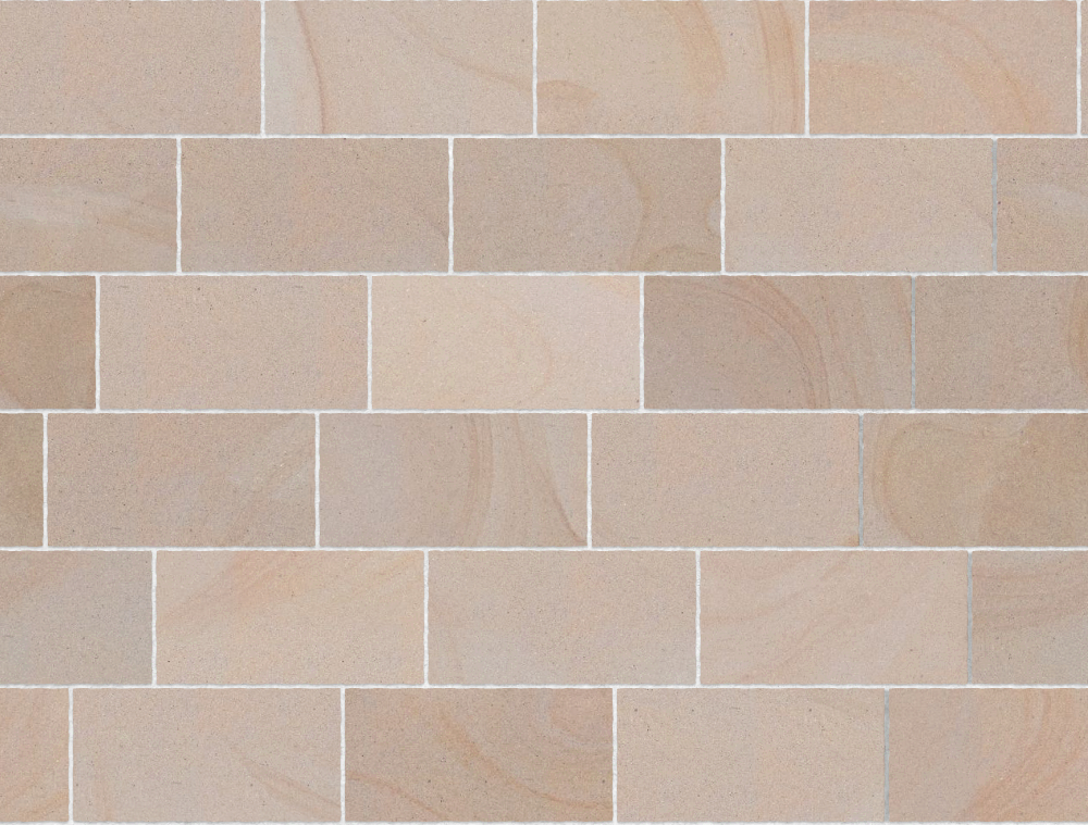 A seamless stone texture with blonde sandstone blocks arranged in a Ashlar pattern