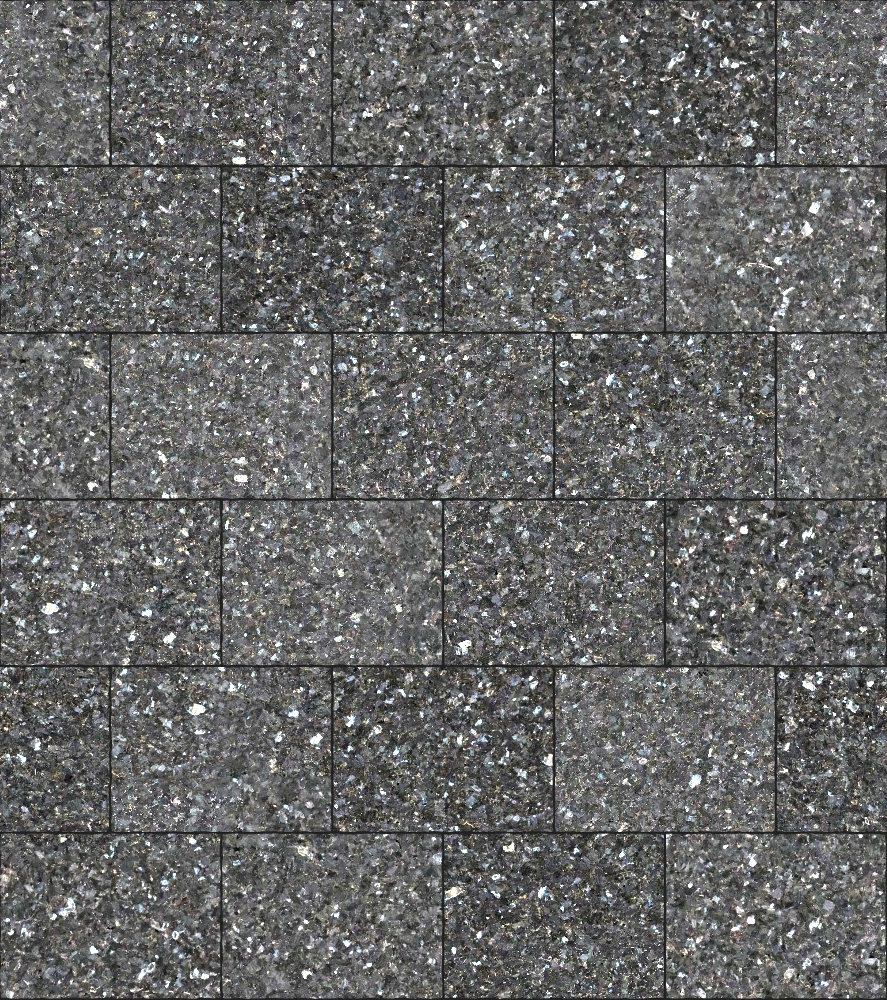 A seamless stone texture with larvikite blocks arranged in a Stretcher pattern