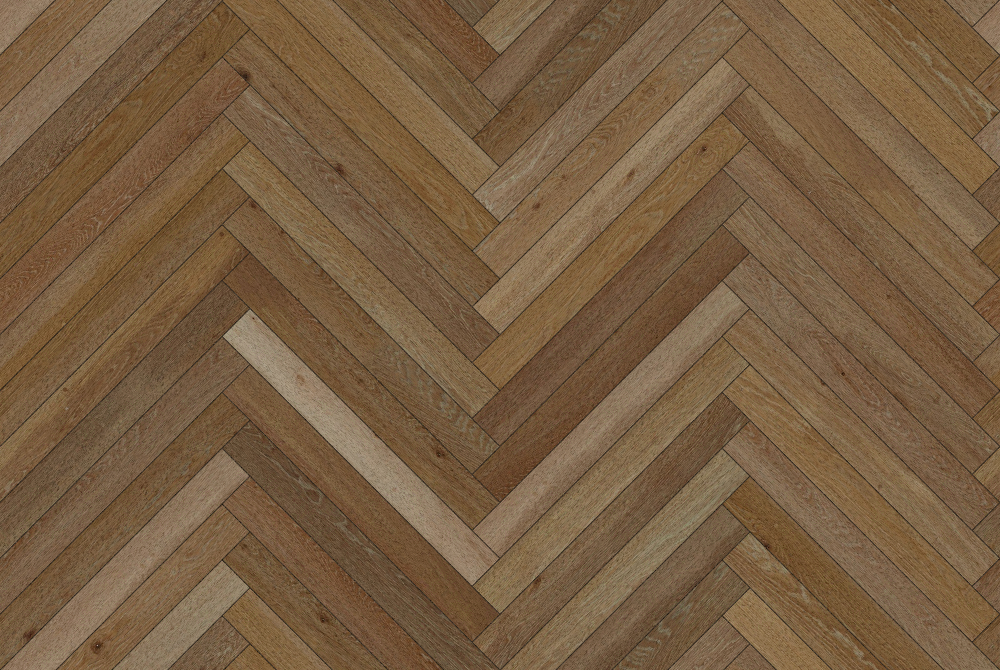 A seamless wood texture with walnut boards arranged in a Herringbone pattern