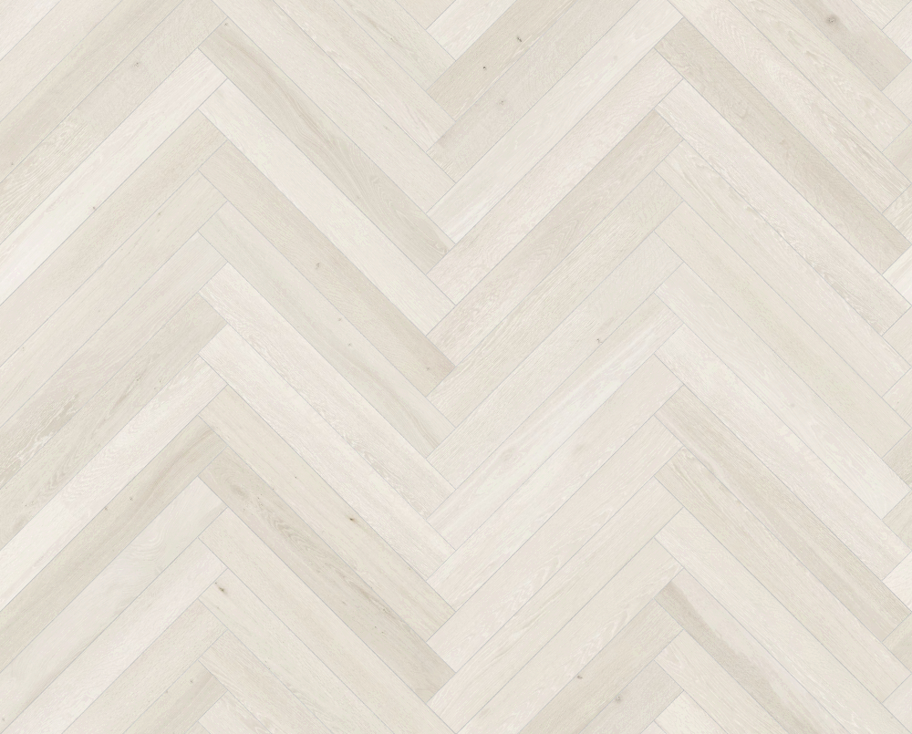 A seamless wood texture with white oiled timber boards arranged in a Herringbone pattern