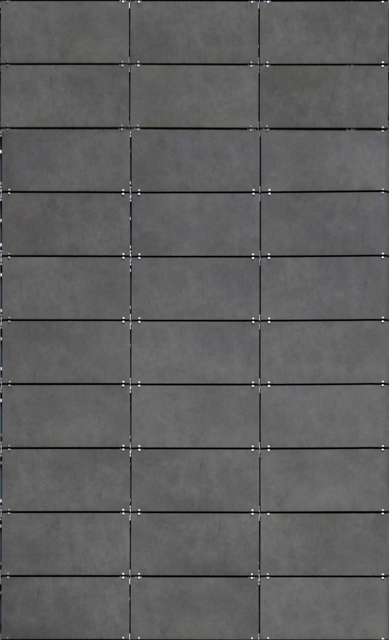 A seamless black cladding panel and brackets texture for use in architectural drawings and 3D models