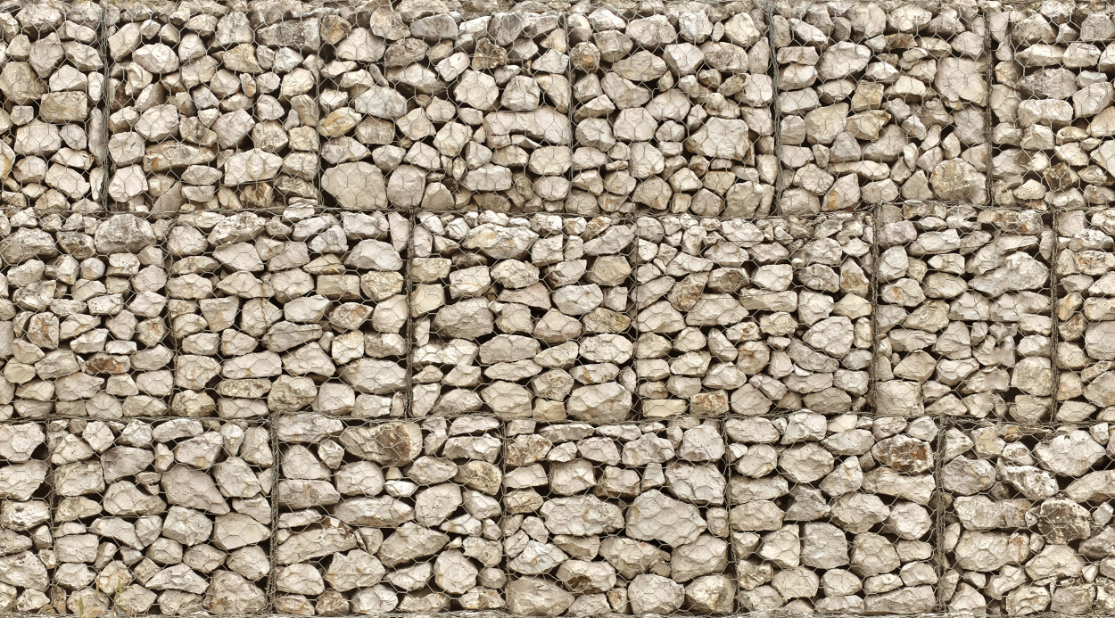 A seamless gabion wall texture for use in architectural drawings and 3D models
