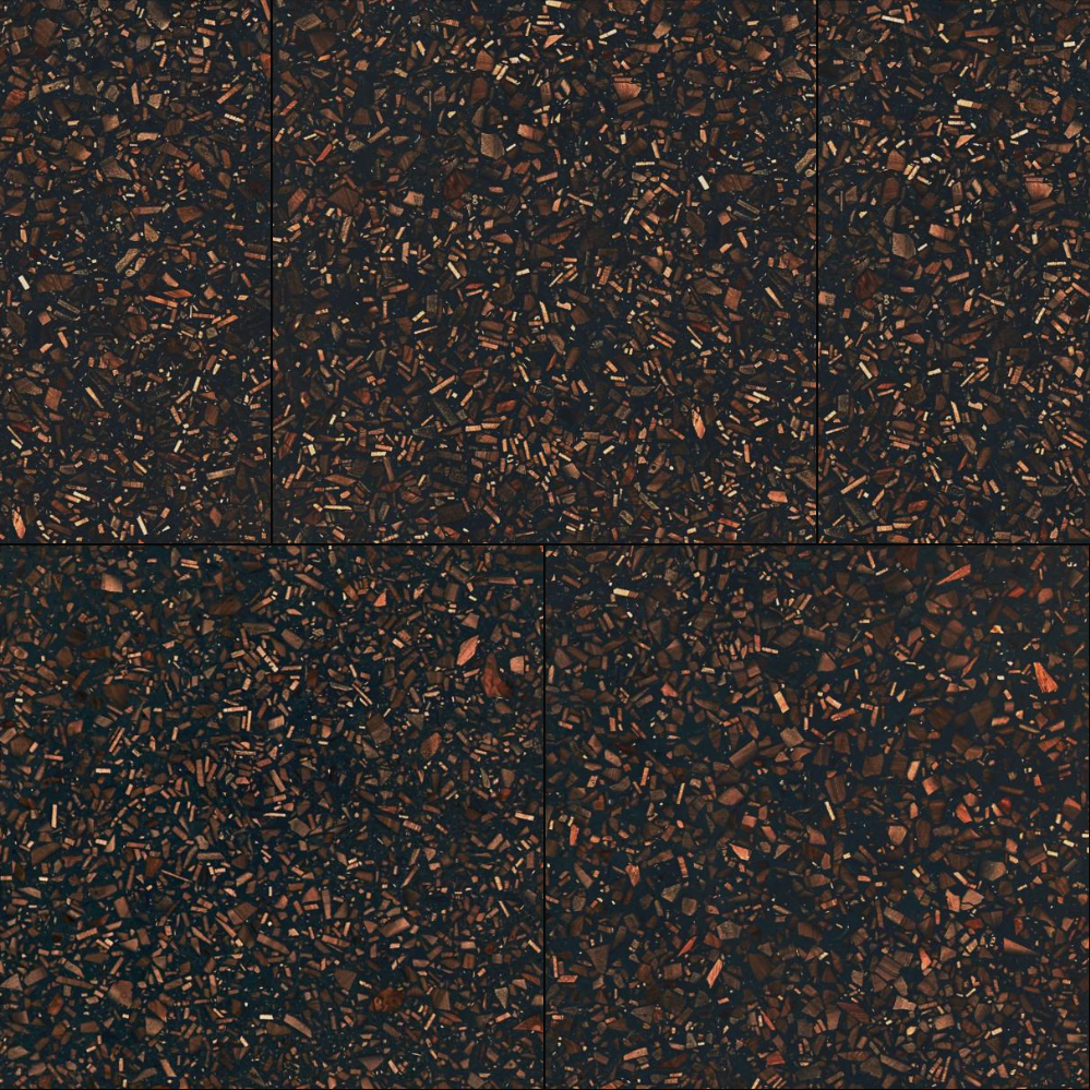 A seamless terrazzo texture with charcoal mono units arranged in a Stretcher pattern