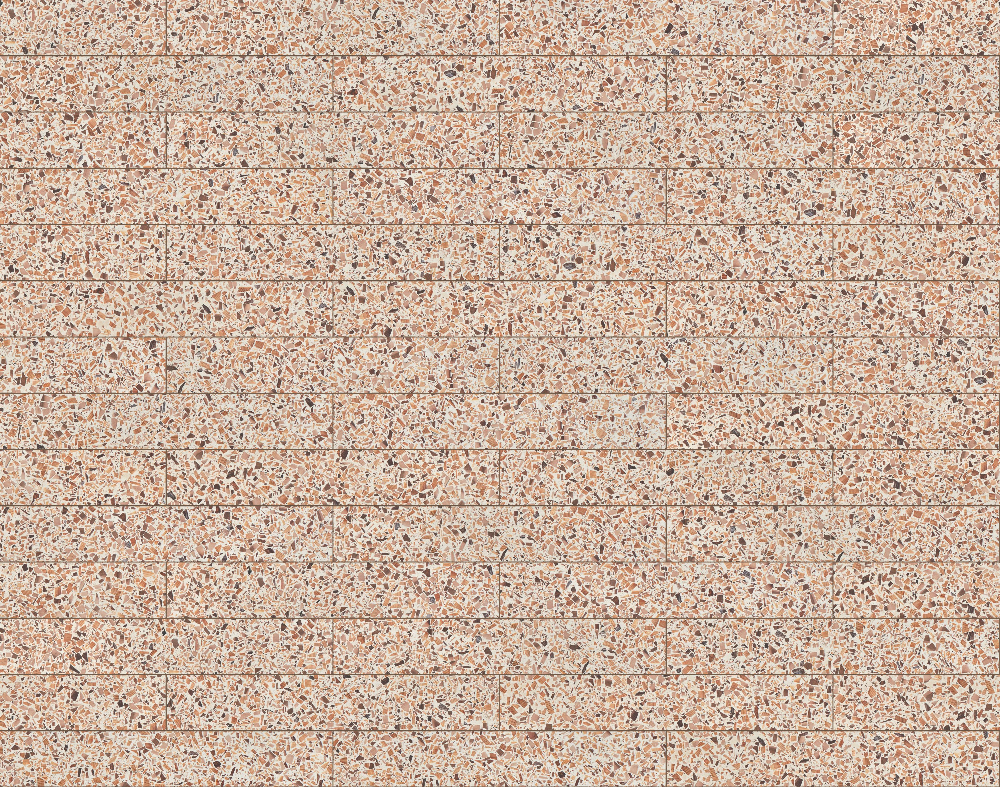A seamless terrazzo texture with ivory duo units arranged in a Stretcher pattern