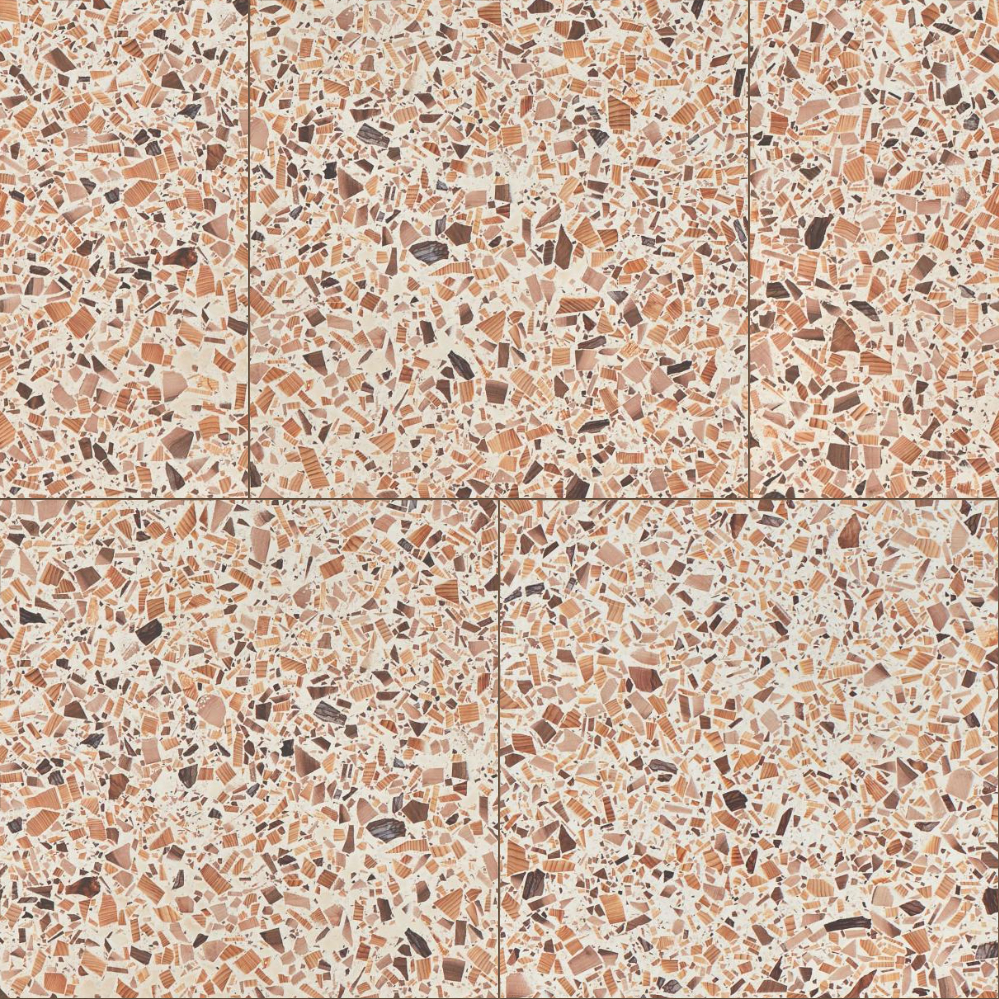 A seamless terrazzo texture with ivory duo units arranged in a Stretcher pattern