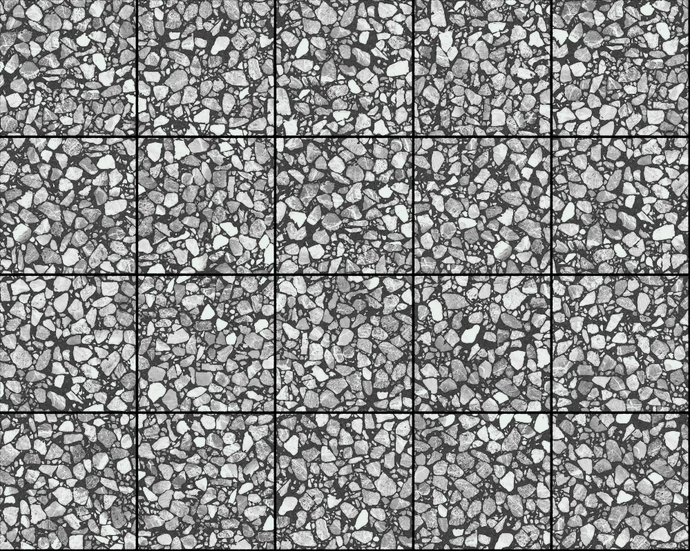 A seamless terrazzo texture with nolli terrazzo units arranged in a Stack pattern