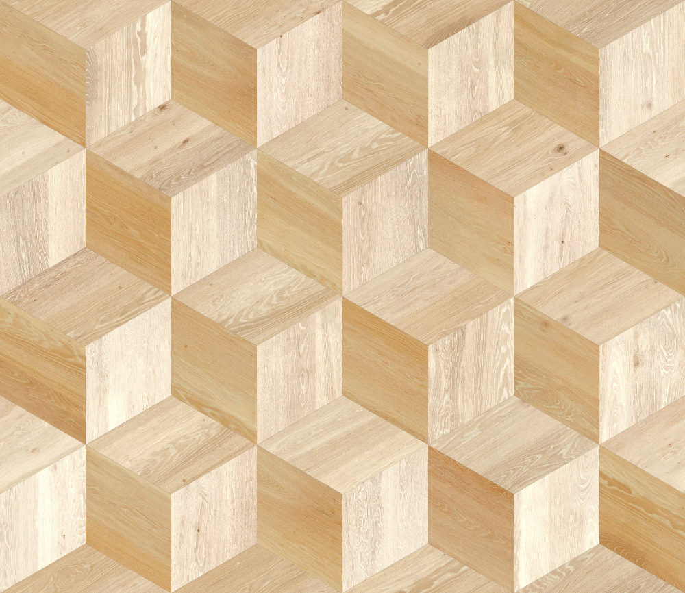 A seamless wood texture with ash boards arranged in a Cubic pattern