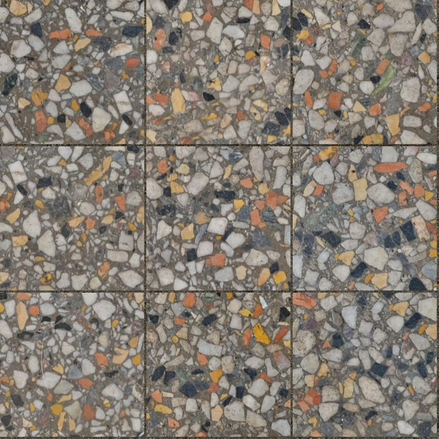 A seamless terrazzo texture with holmlea terrazzo units arranged in a Stack pattern