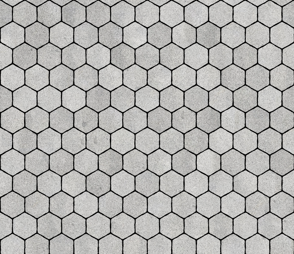 A seamless stone texture with granite blocks arranged in a Hexagonal pattern