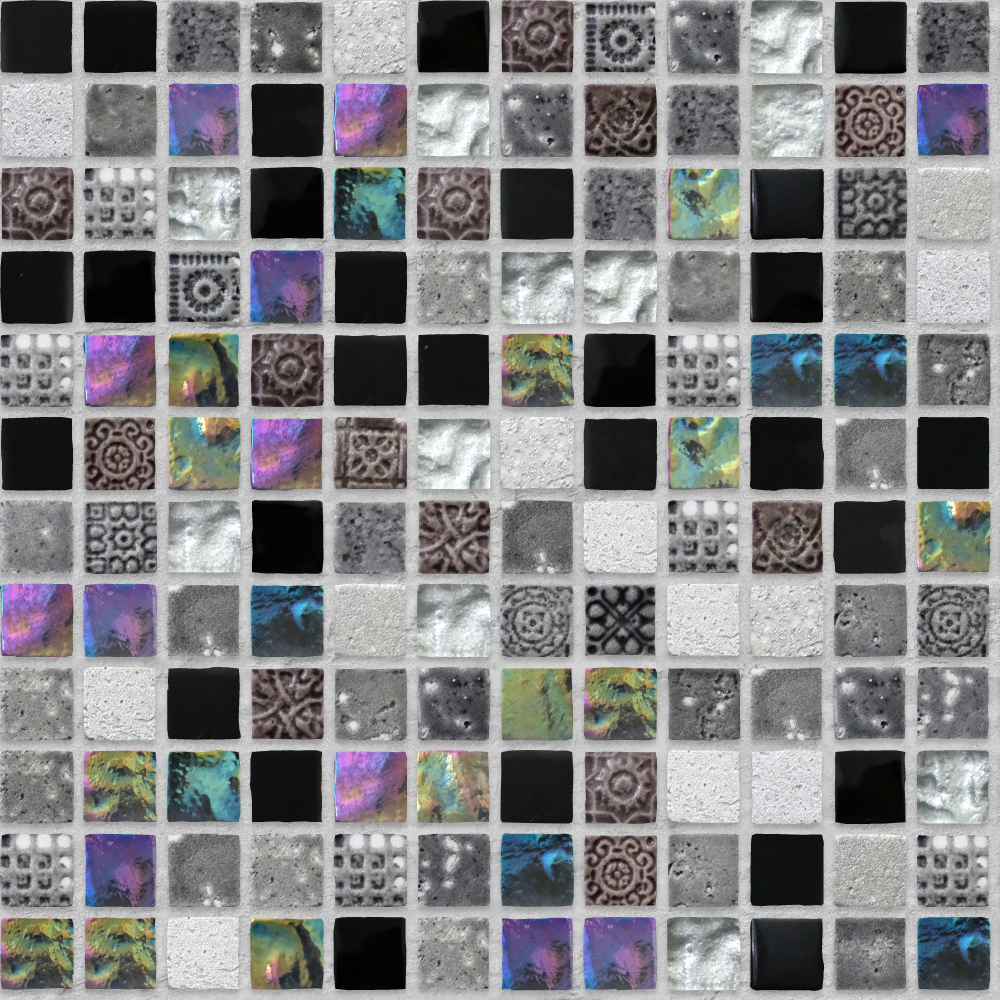 A seamless tile texture with mixed tiles tiles arranged in a Stack pattern