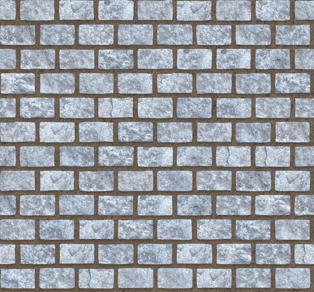 A seamless brick texture with paving setts units arranged in a Stretcher pattern
