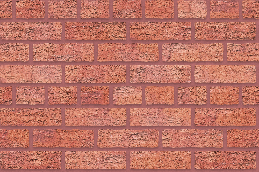A seamless brick texture with rusticated red brick units arranged in a Common pattern
