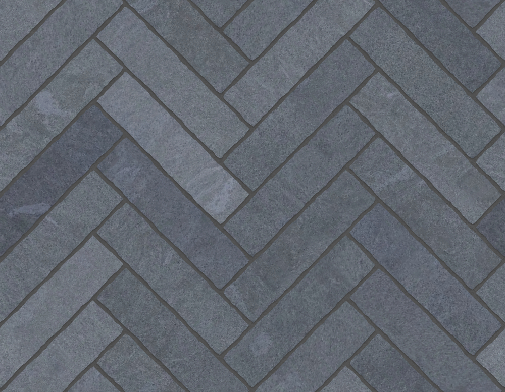 A seamless stone texture with slate blocks arranged in a Herringbone pattern