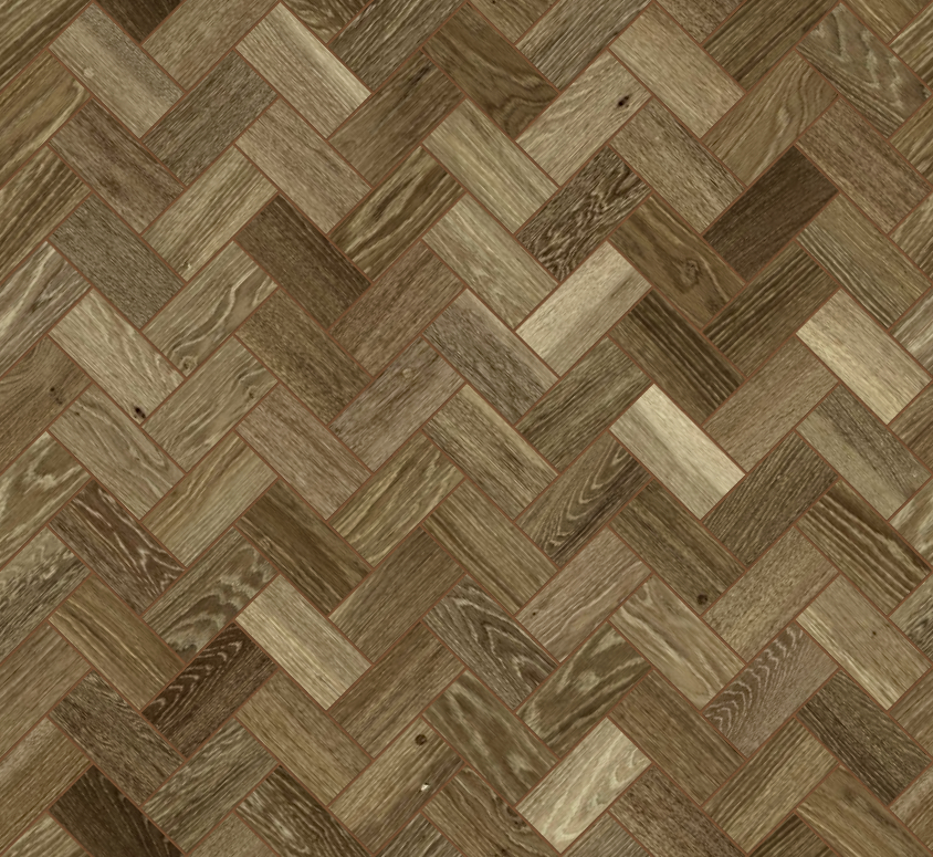 A seamless wood texture with stained timber boards arranged in a Herringbone pattern