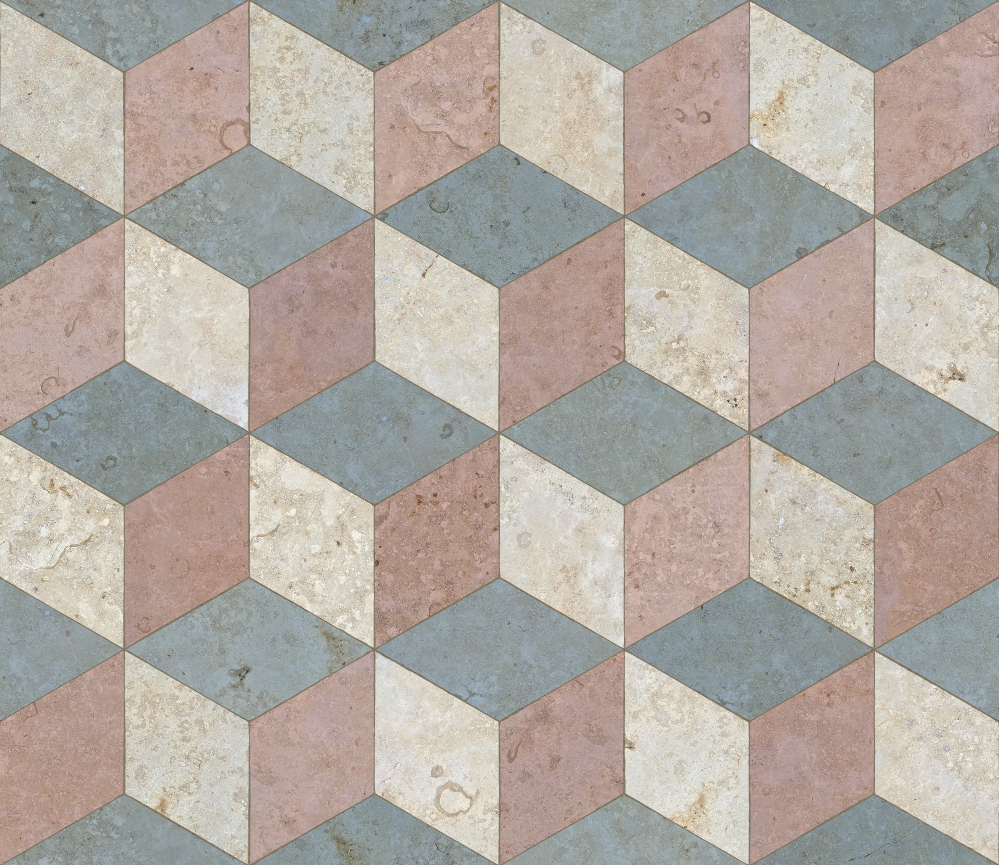 A seamless stone texture with limestone blocks arranged in a Cubic pattern