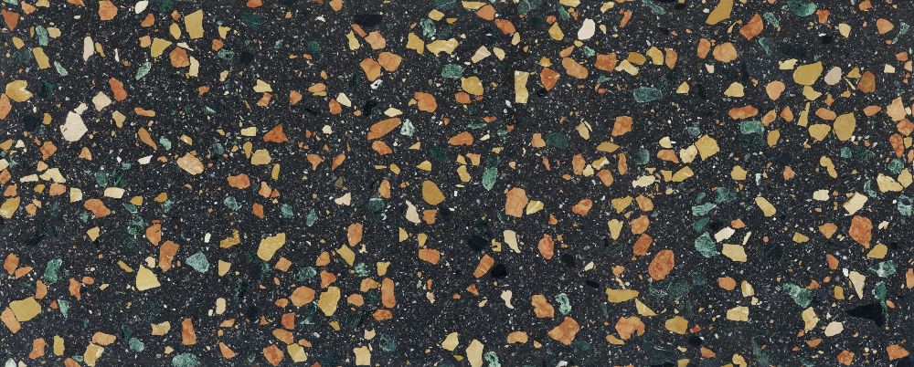 A seamless terrazzo texture with marmoreal units arranged in a  pattern